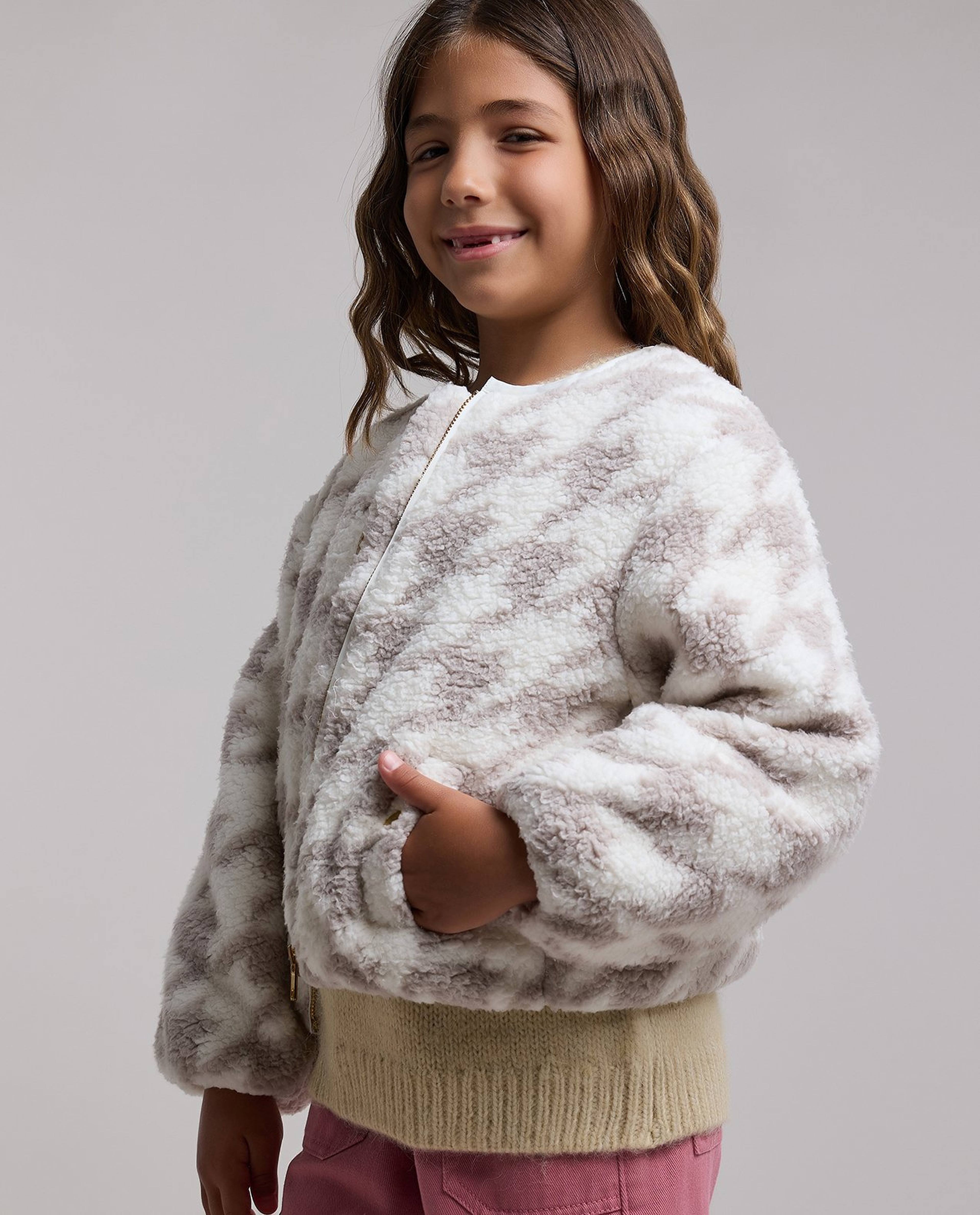 Patterned Jacket with Button Closure