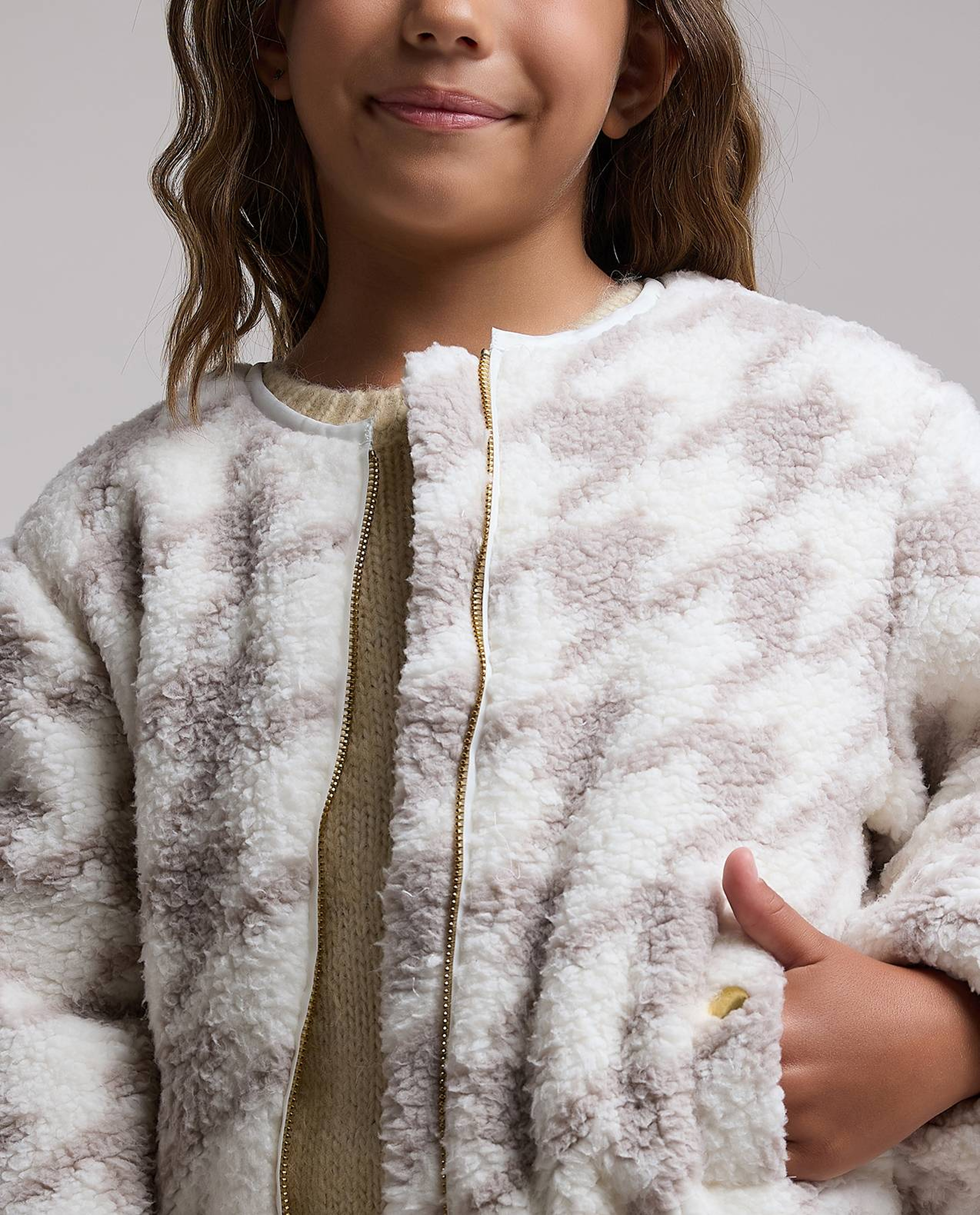 Patterned Jacket with Button Closure