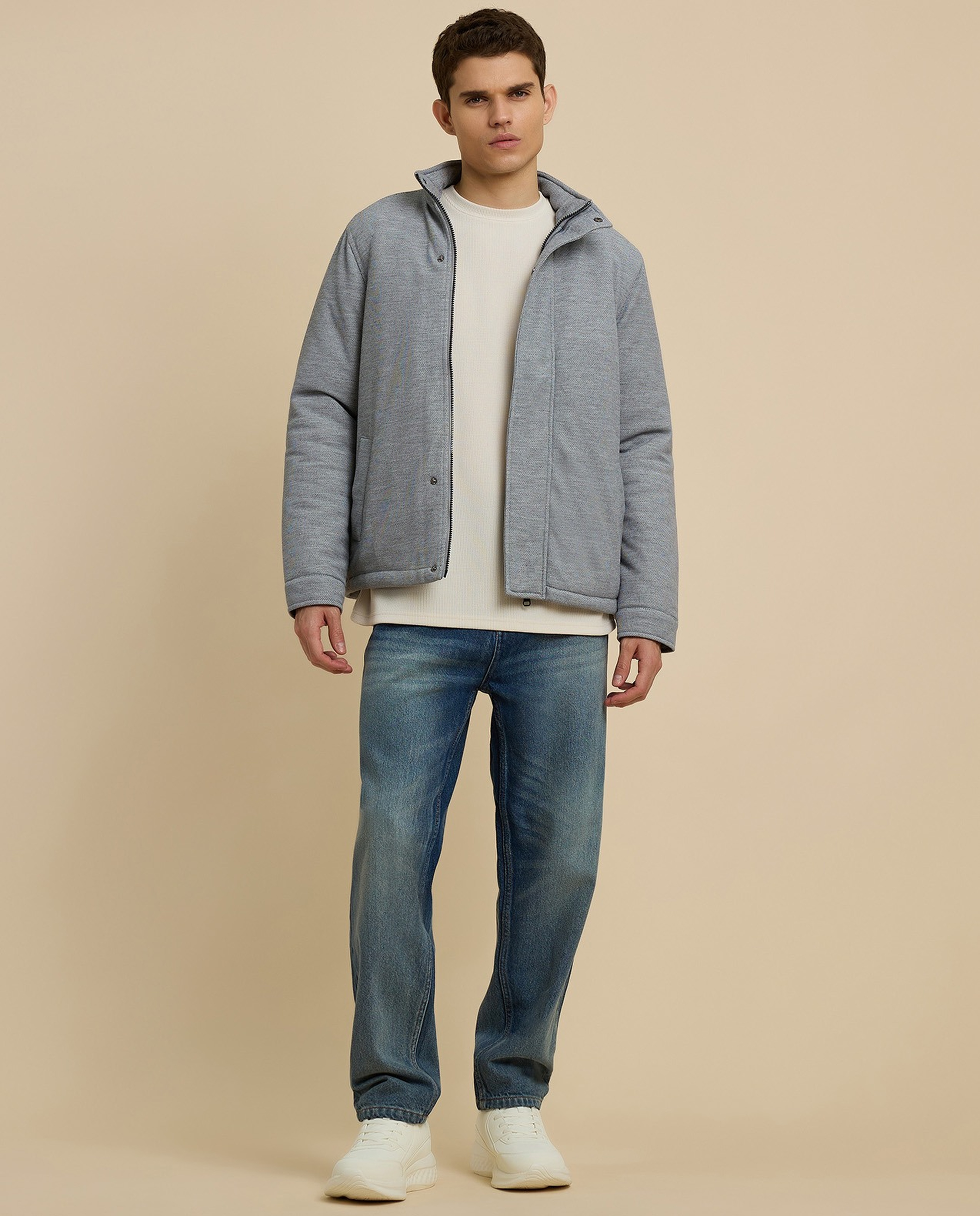 Textured T-Shirt with Crew Neck and Short Sleeves