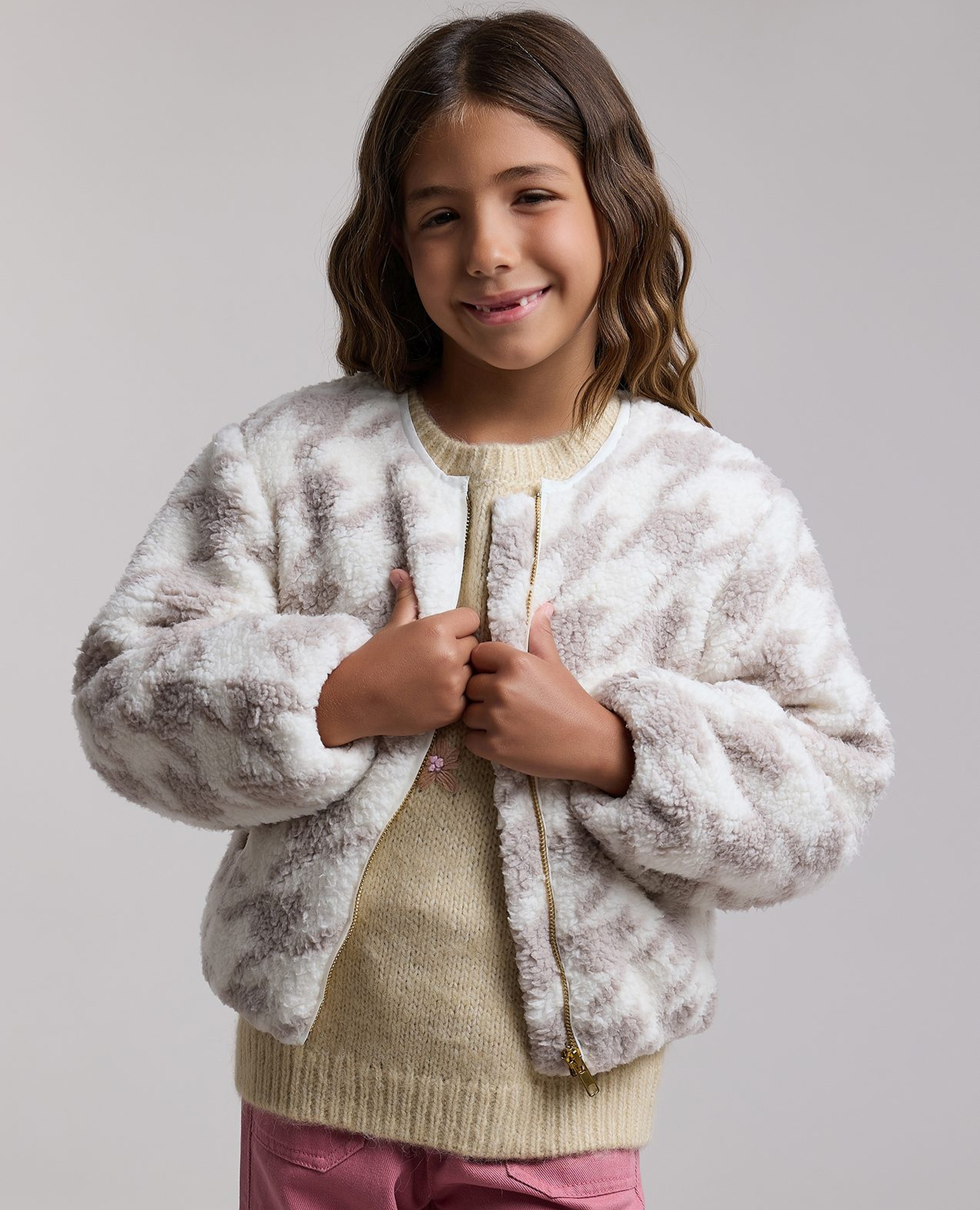 Patterned Jacket with Button Closure