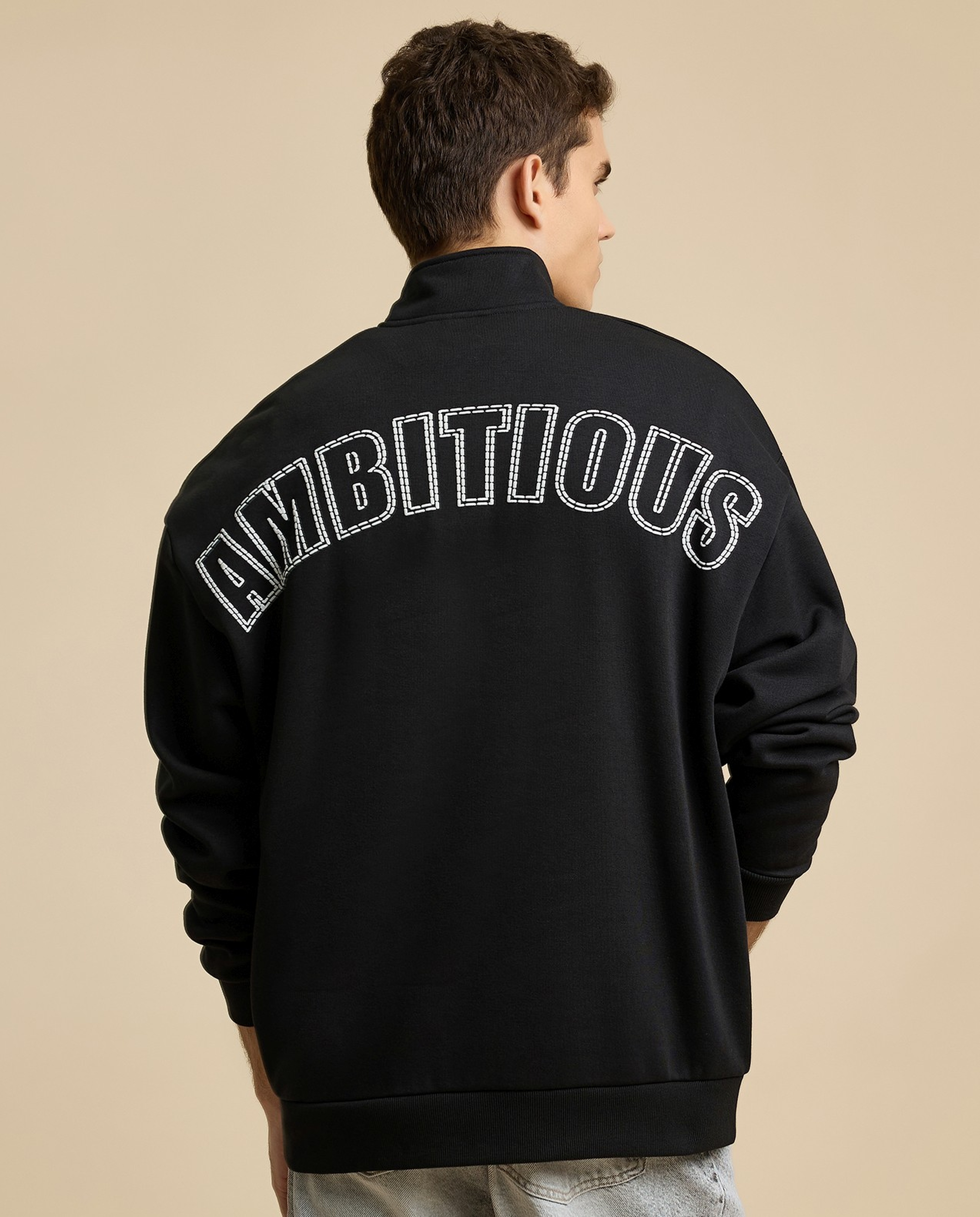 Typography Print Hoodie with Long Sleeves