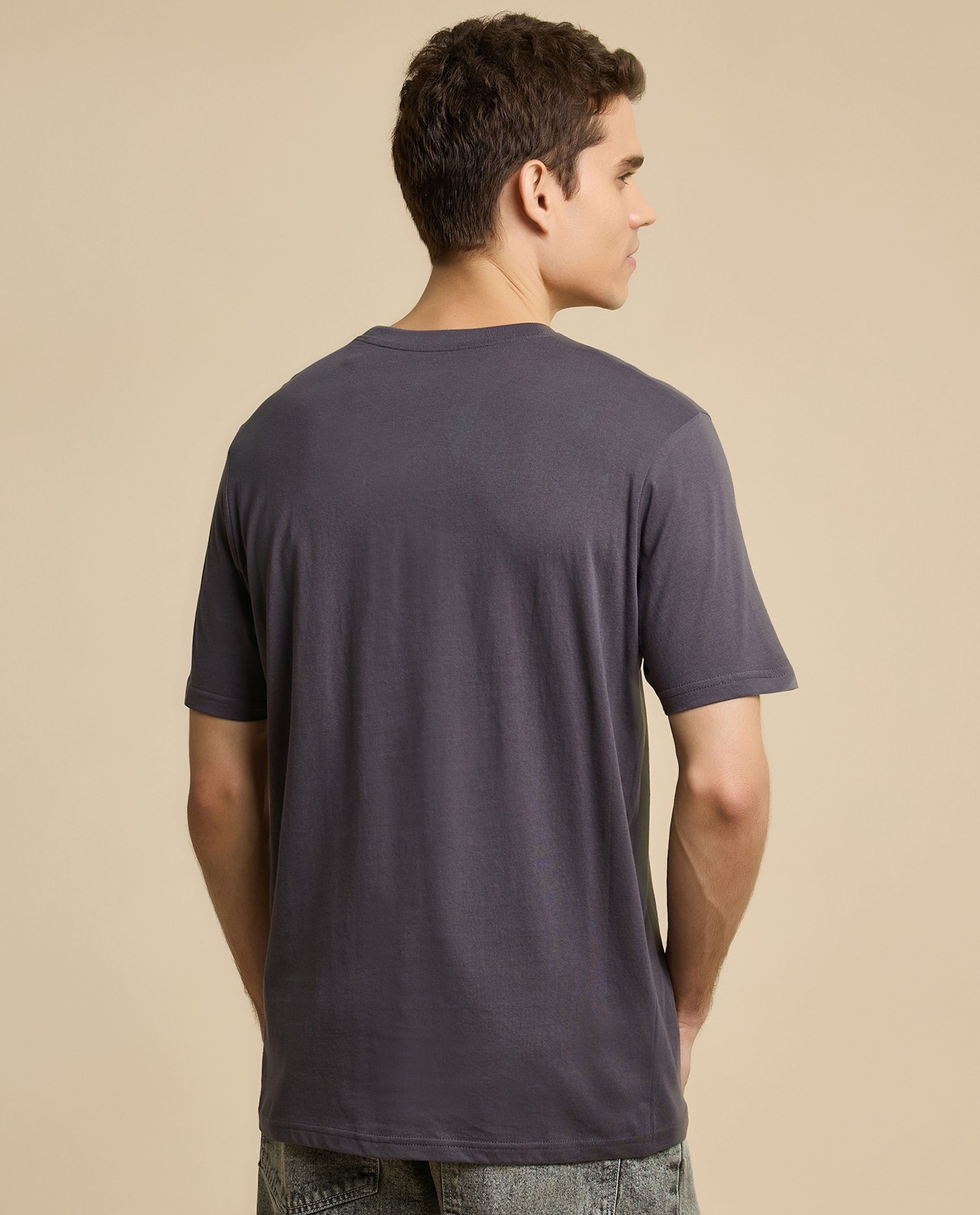 Typography Print T-Shirt with Crew Neck and Short Sleeves