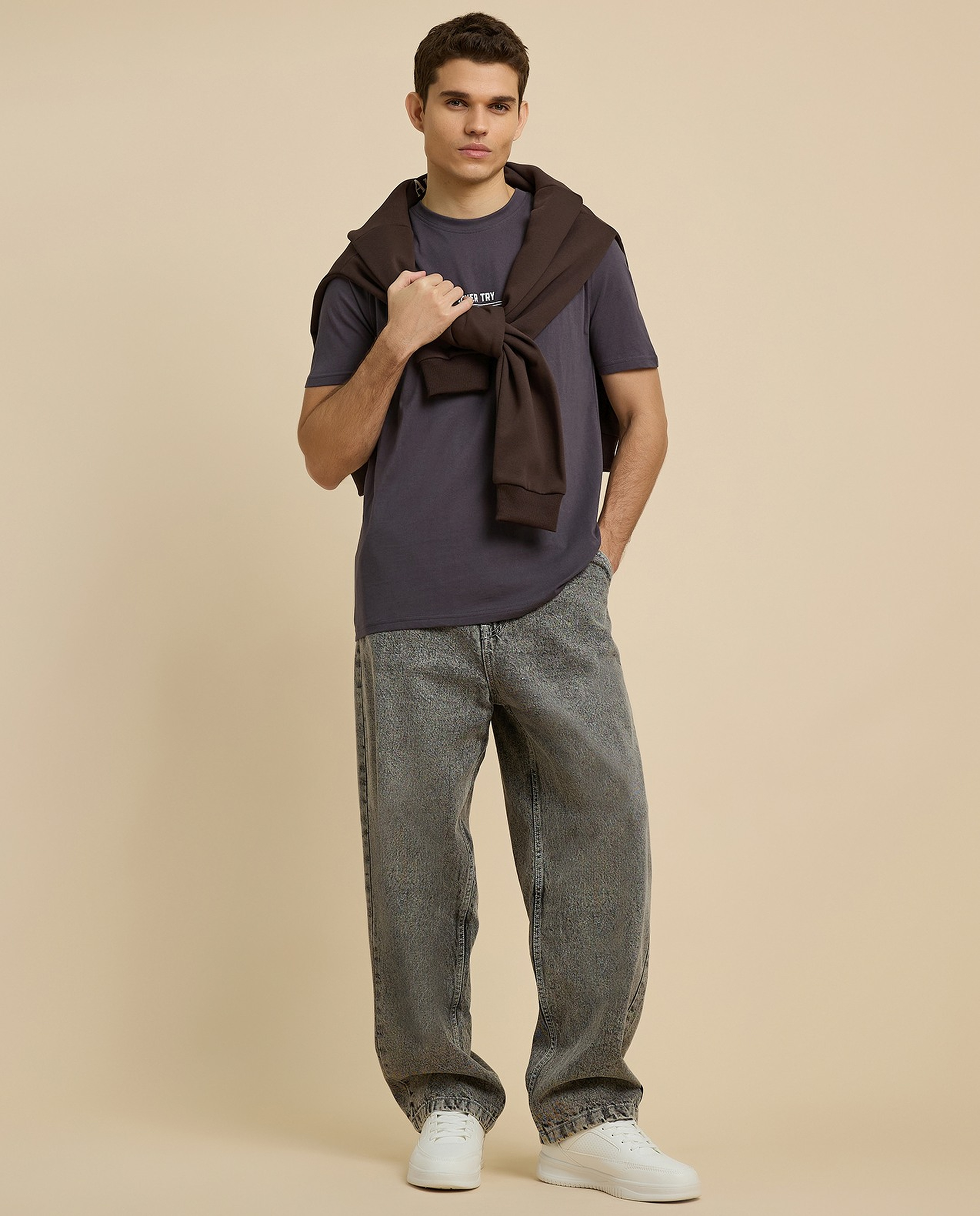 Typography Print T-Shirt with Crew Neck and Short Sleeves