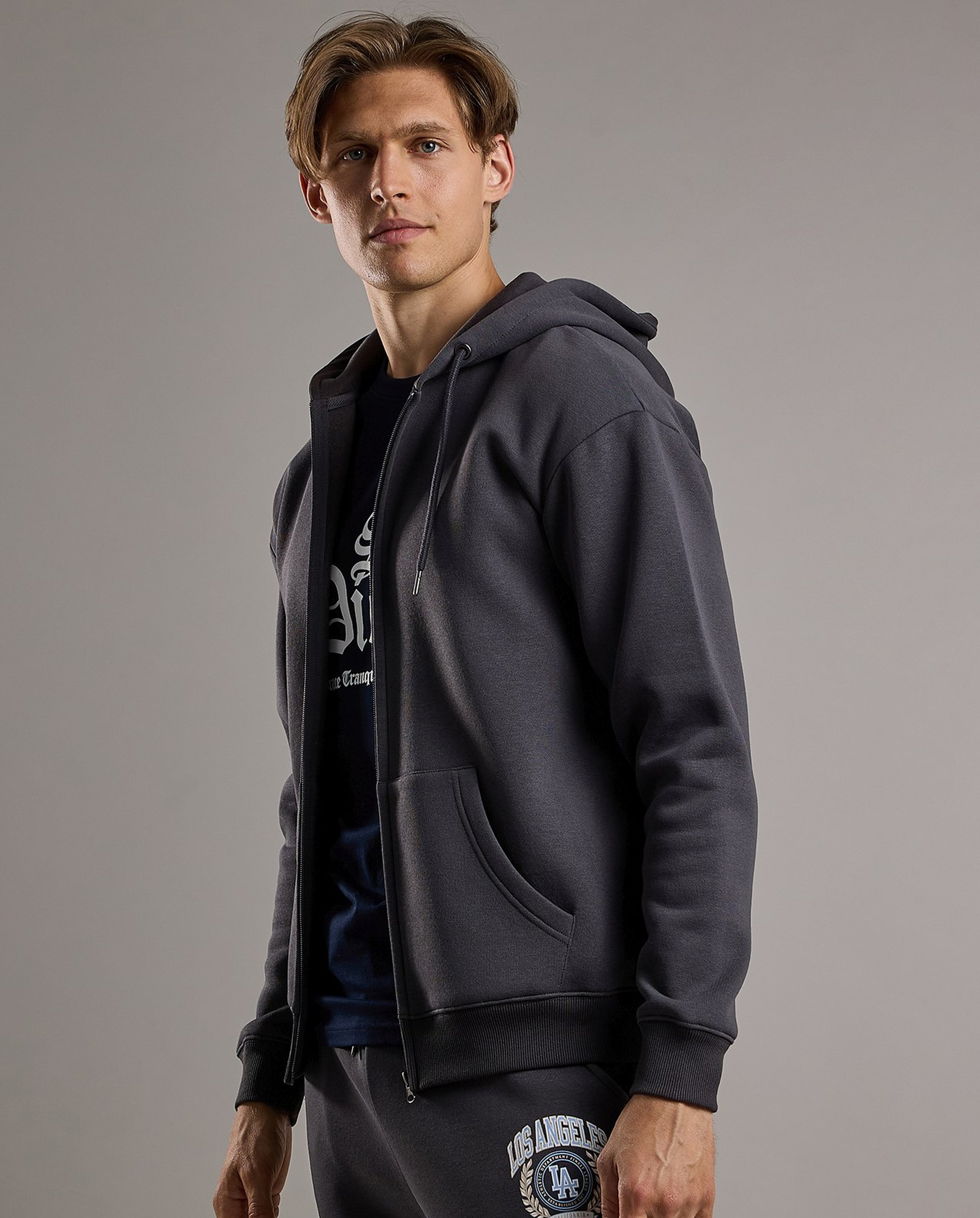 Zippered Hooded Jacket with Long Sleeves