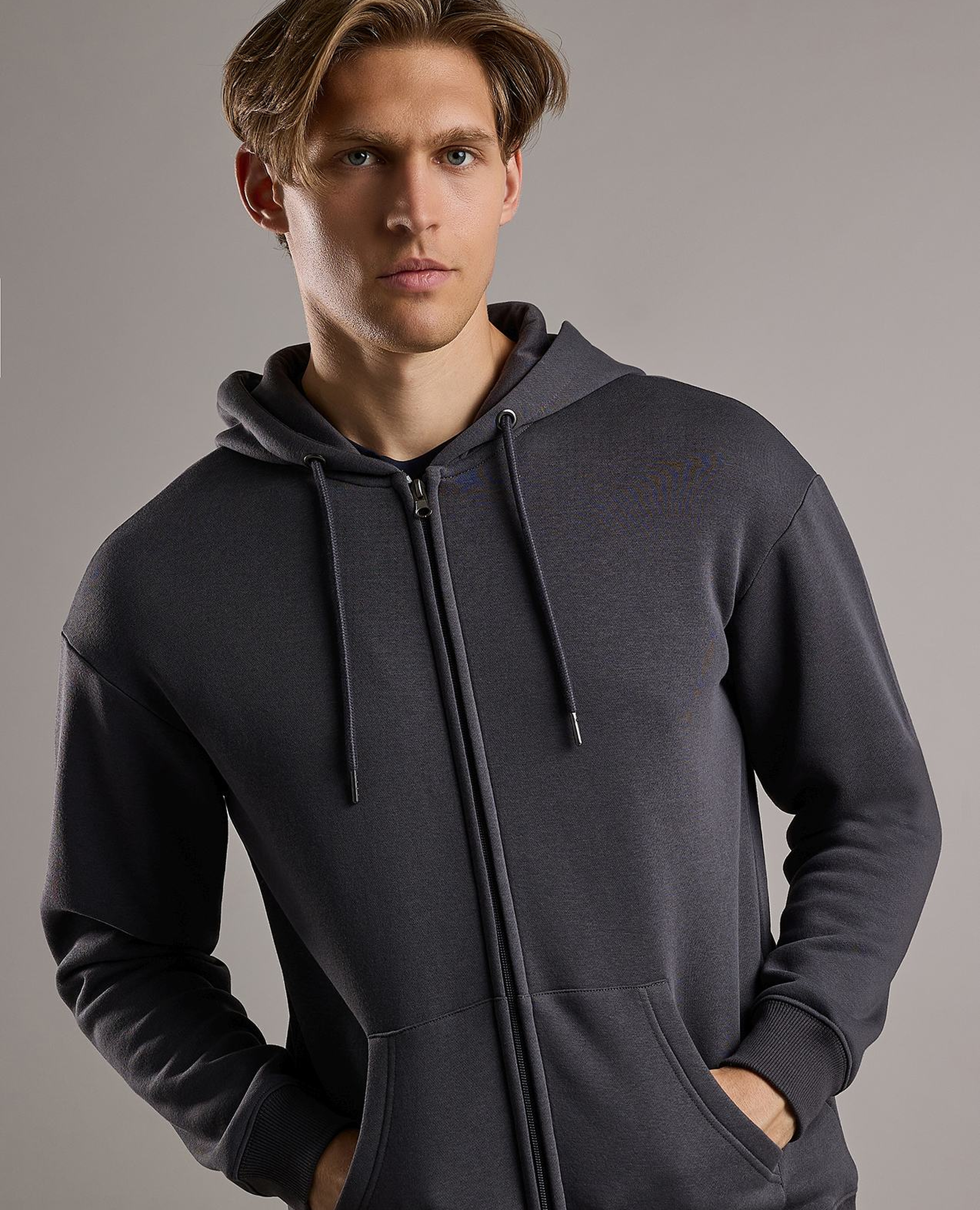 Zippered Hooded Jacket with Long Sleeves