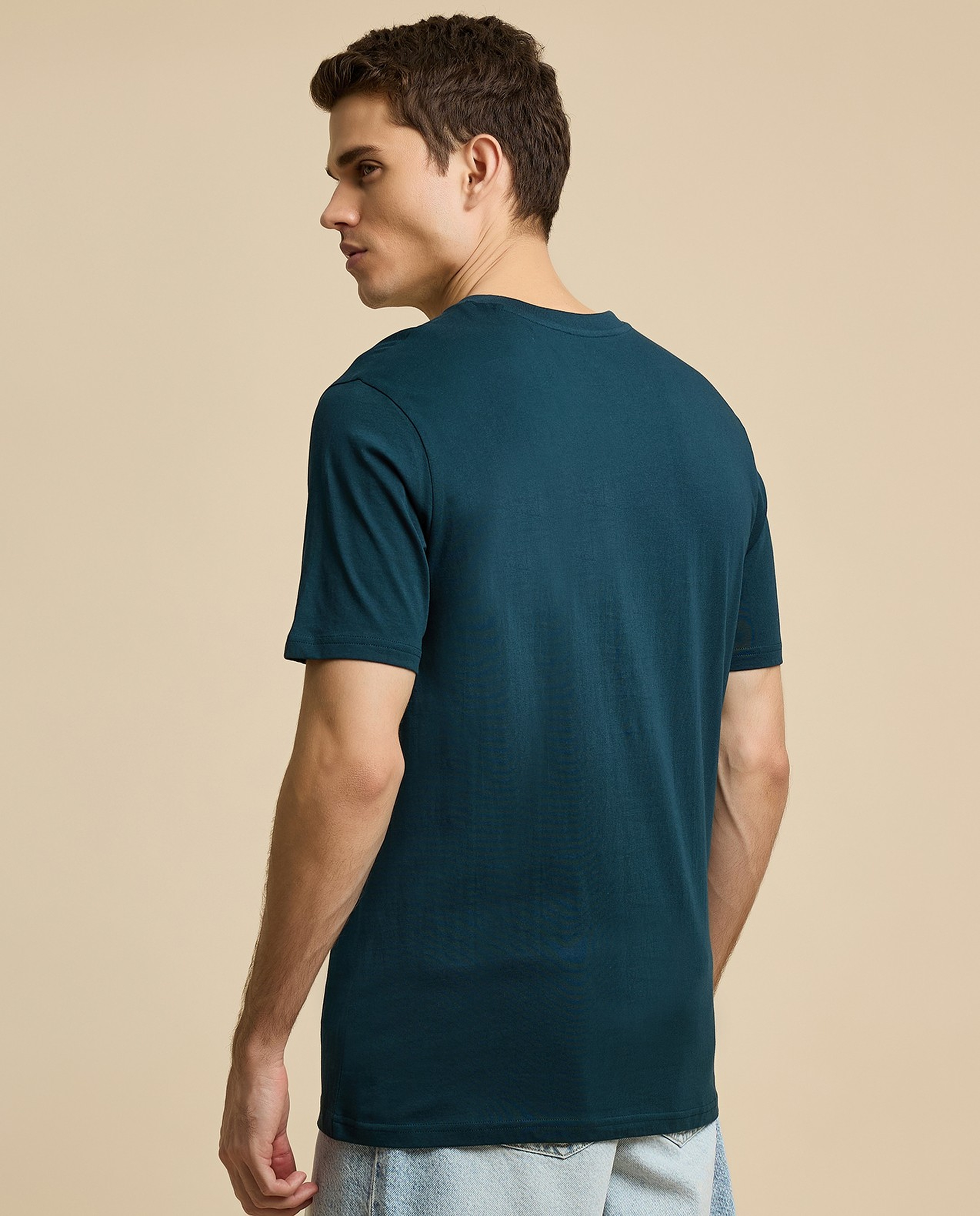 Typography Print T-Shirt with Crew Neck and Short Sleeves