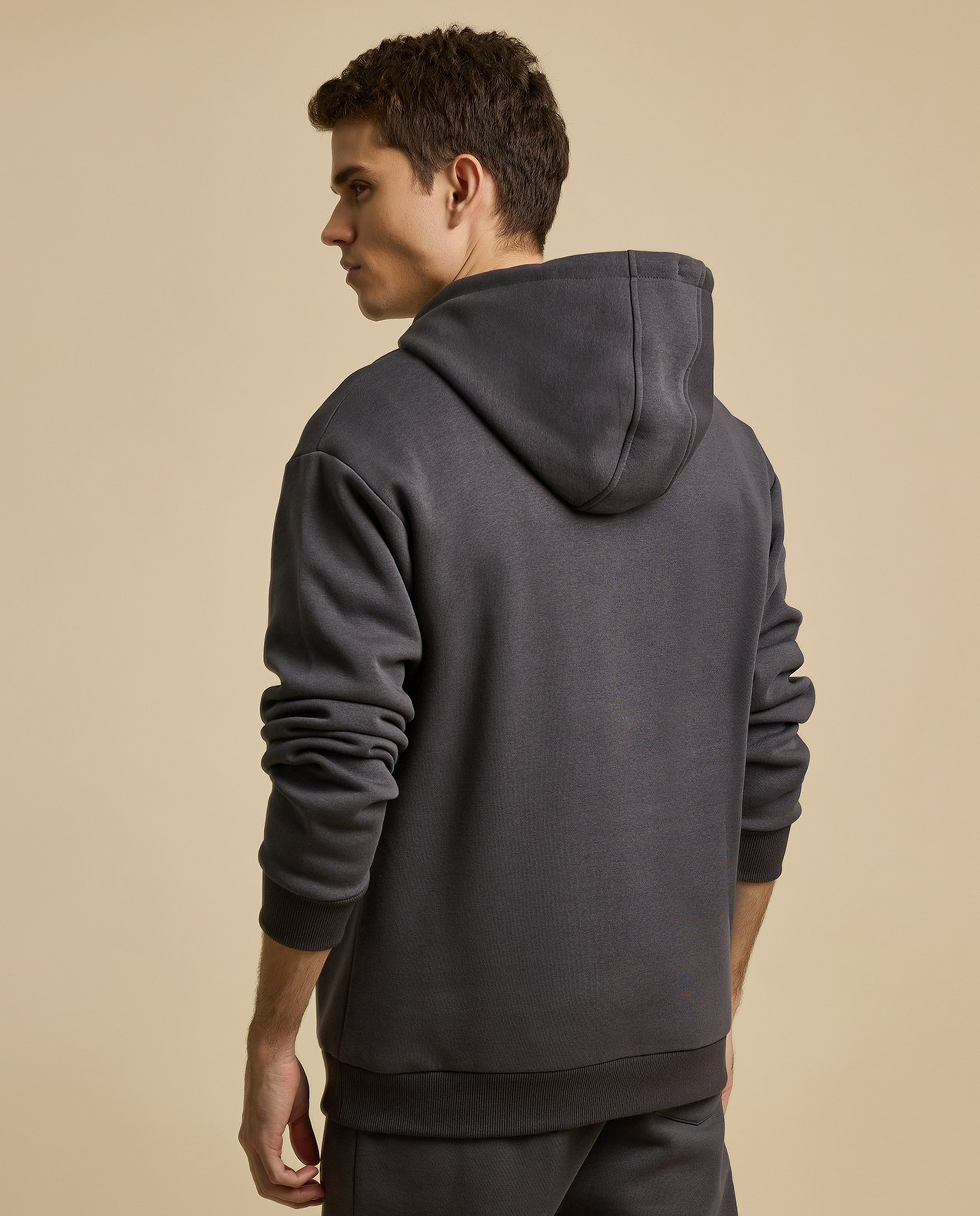 Solid Hoodie with Long Sleeves