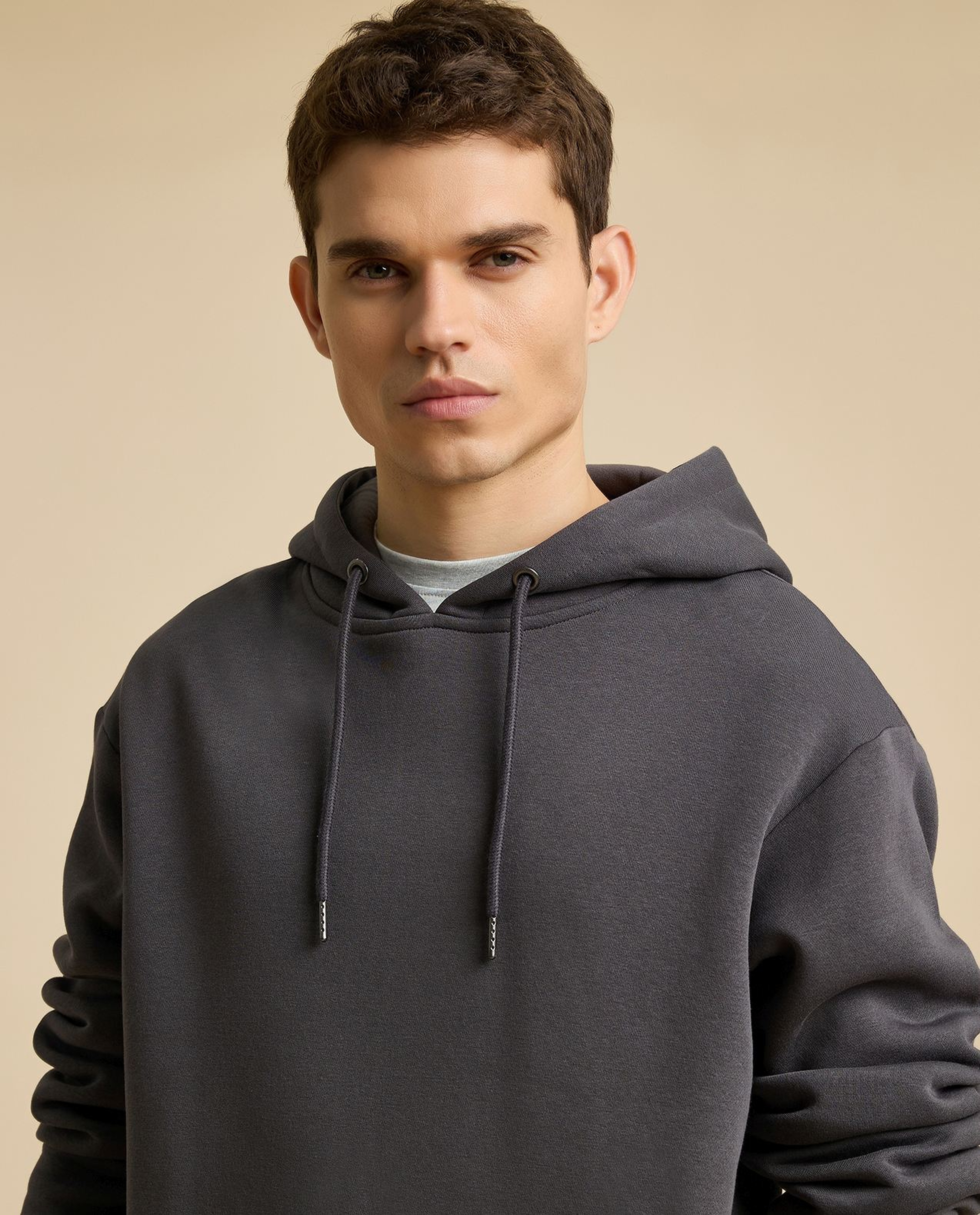 Solid Hoodie with Long Sleeves