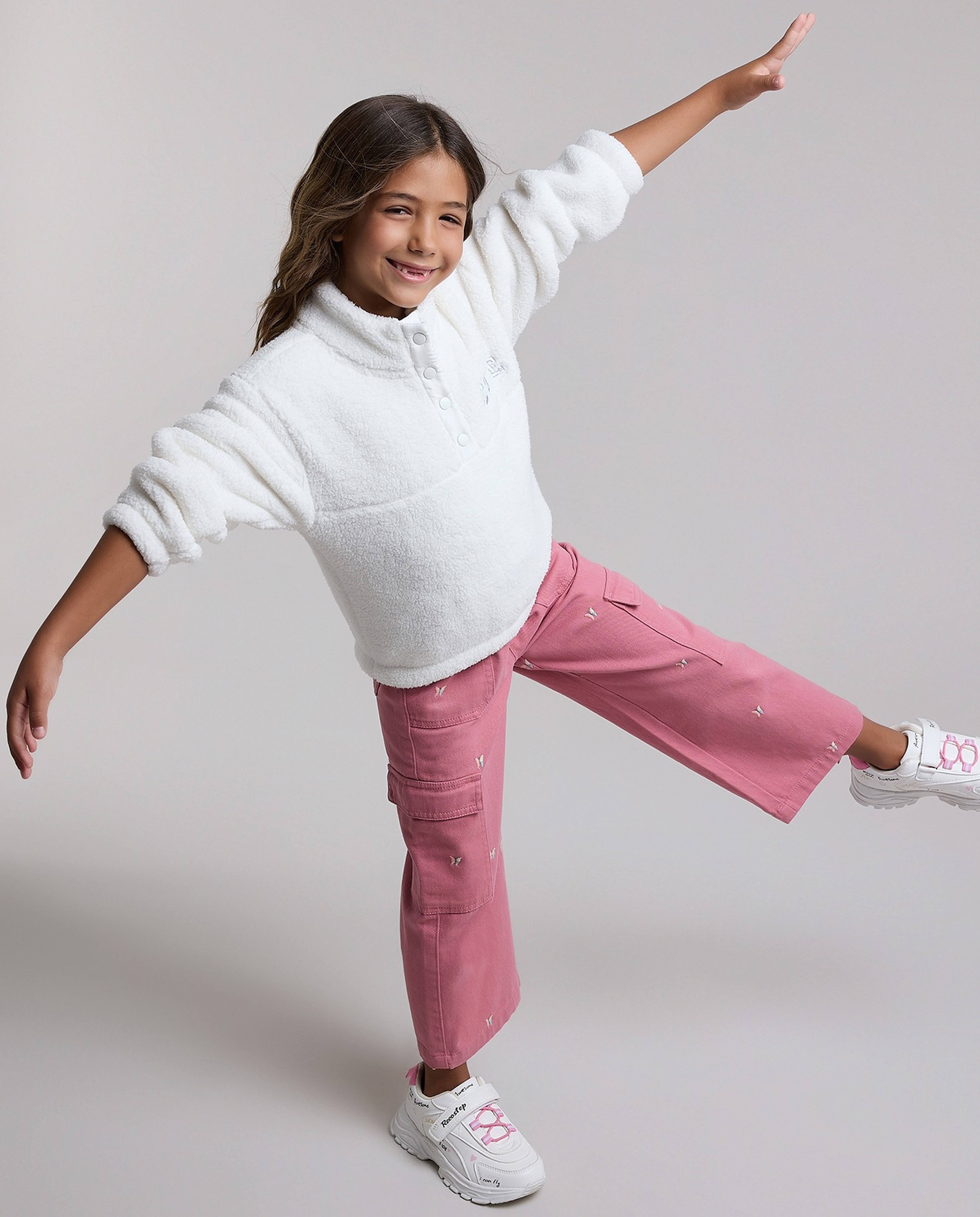 Sherpa Sweatshirt with High Neck and Long Sleeves