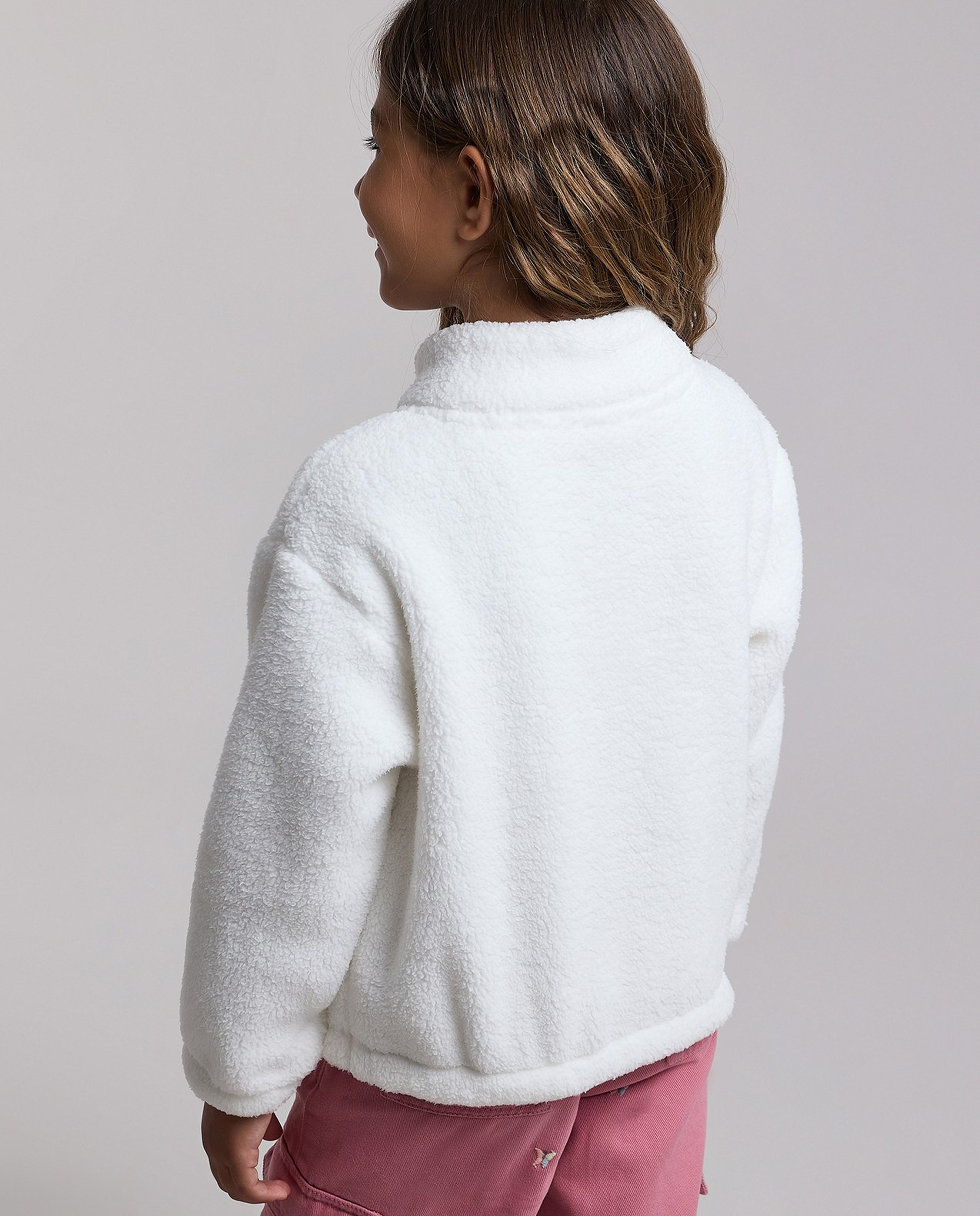 Sherpa Sweatshirt with High Neck and Long Sleeves