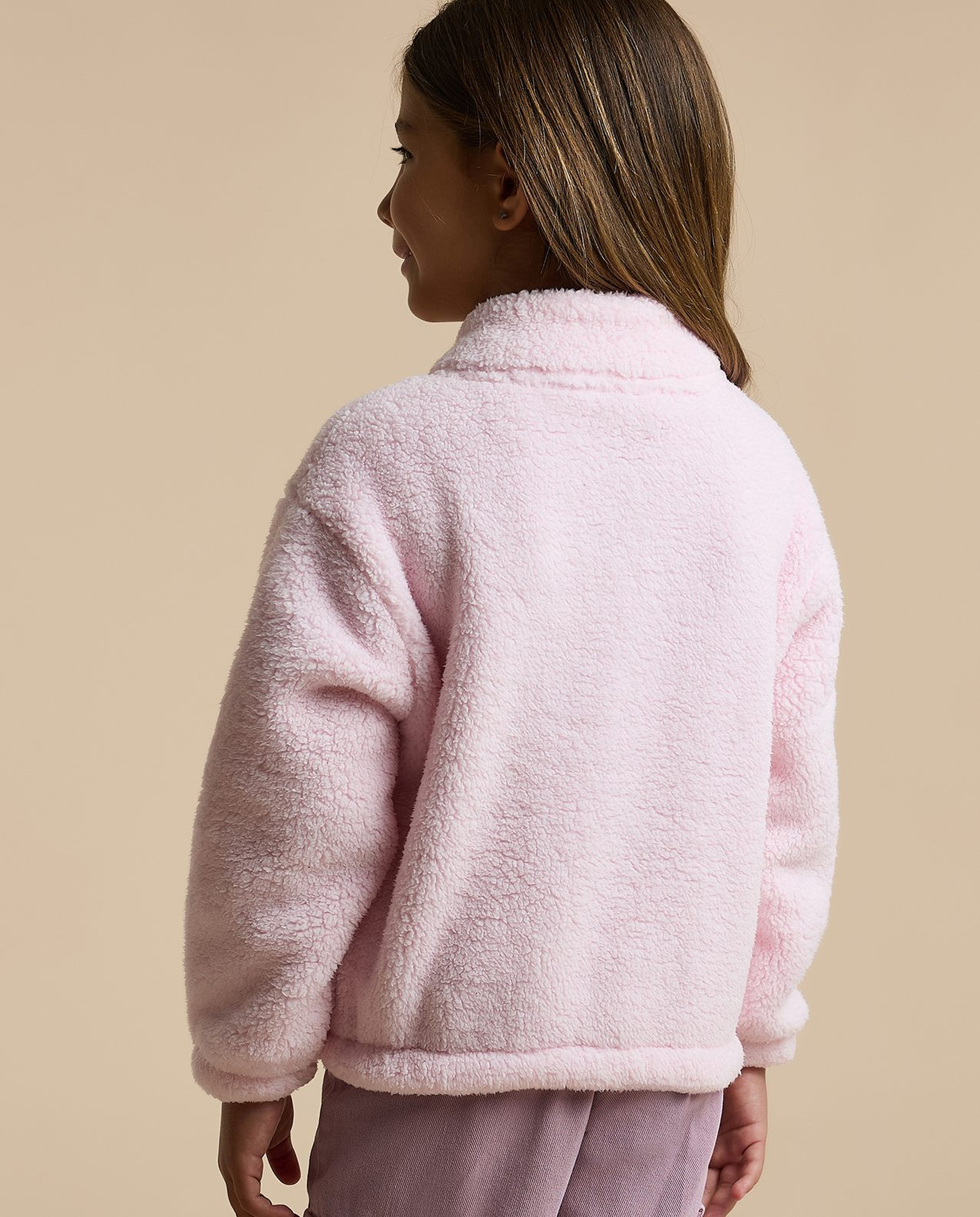 Sherpa Sweatshirt with High Neck and Long Sleeves