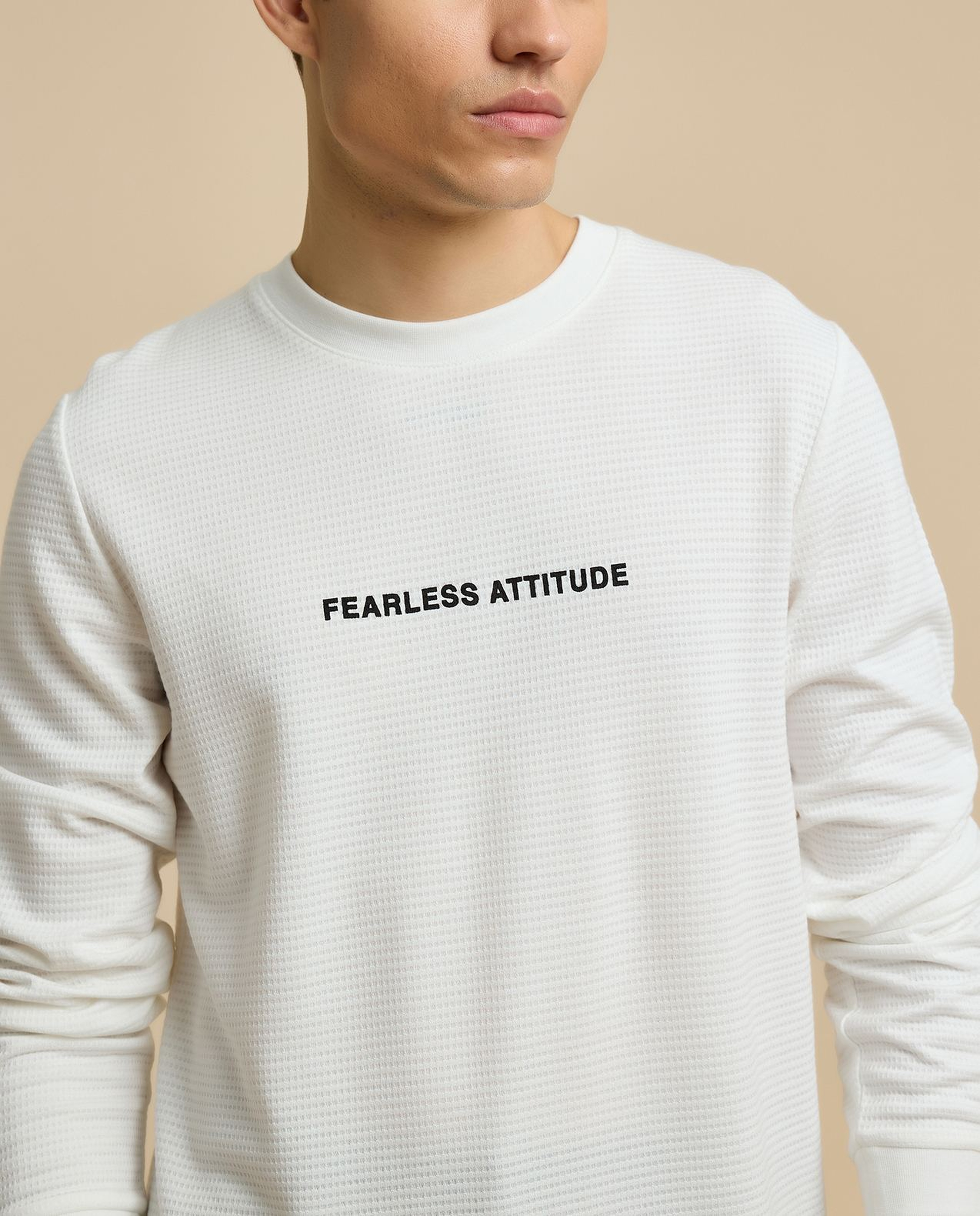 Back Print T-Shirt with Crew Neck and Long Sleeves