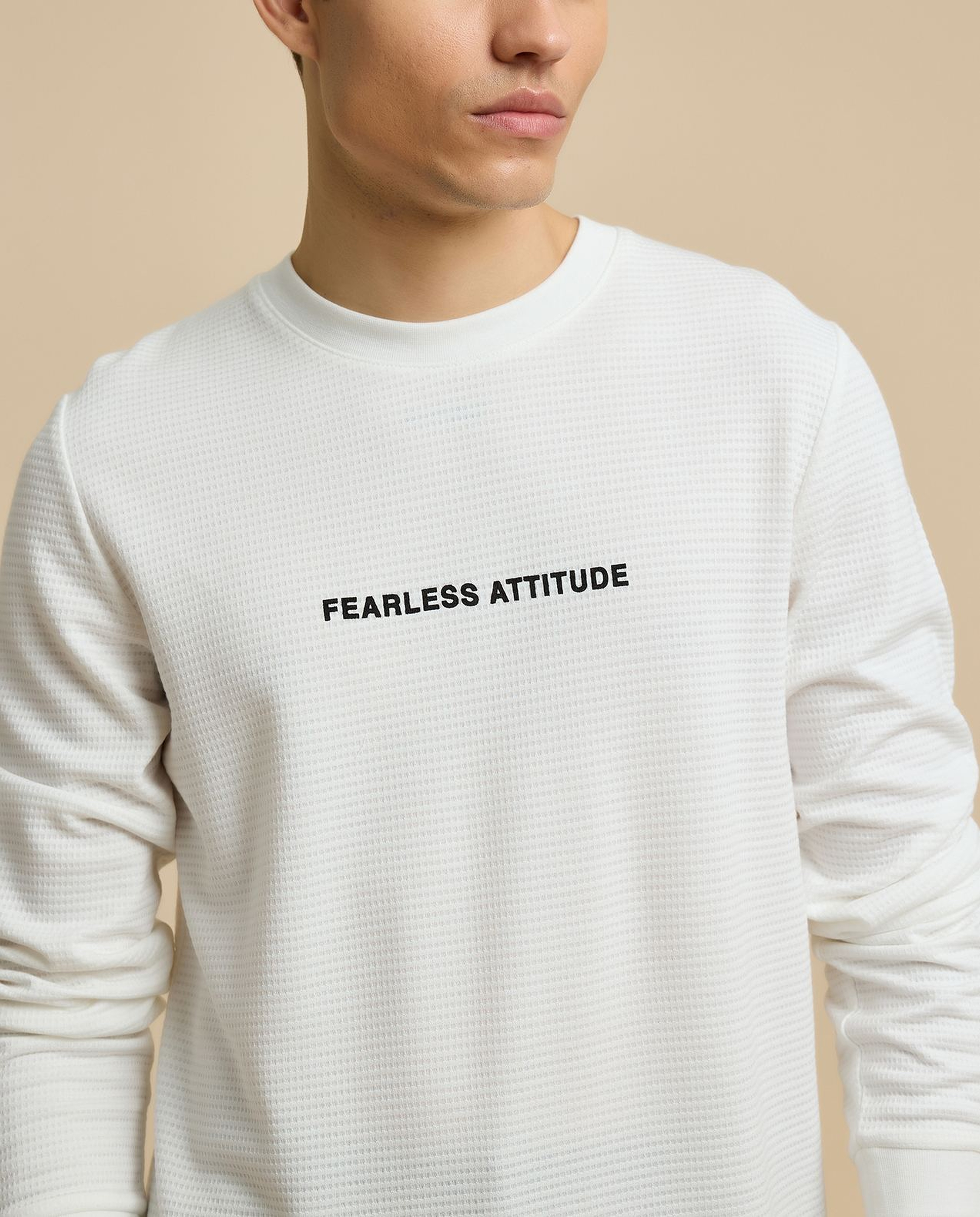 Back Print T-Shirt with Crew Neck and Long Sleeves