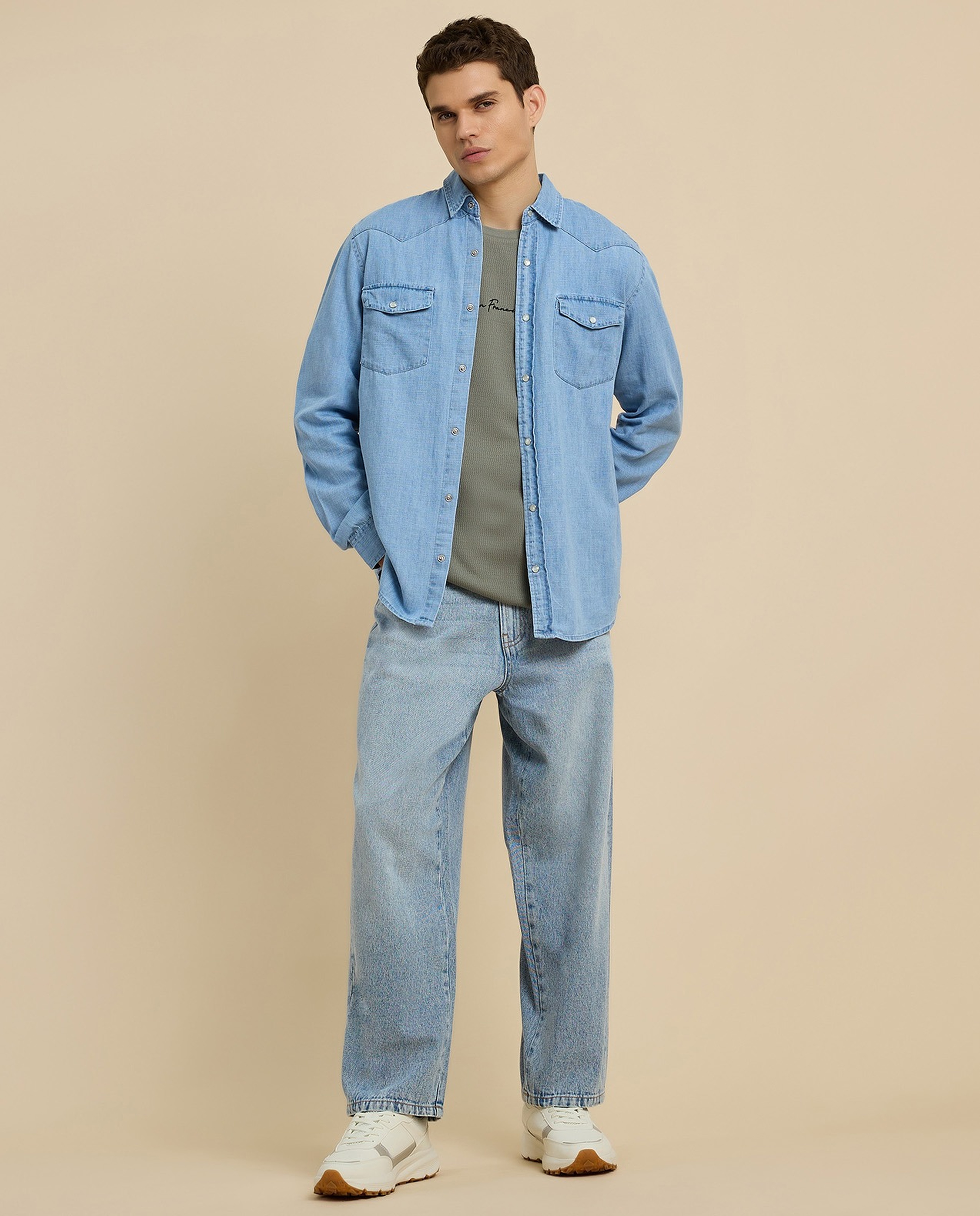 Embroidered T-Shirt with Crew Neck and Short Sleeves