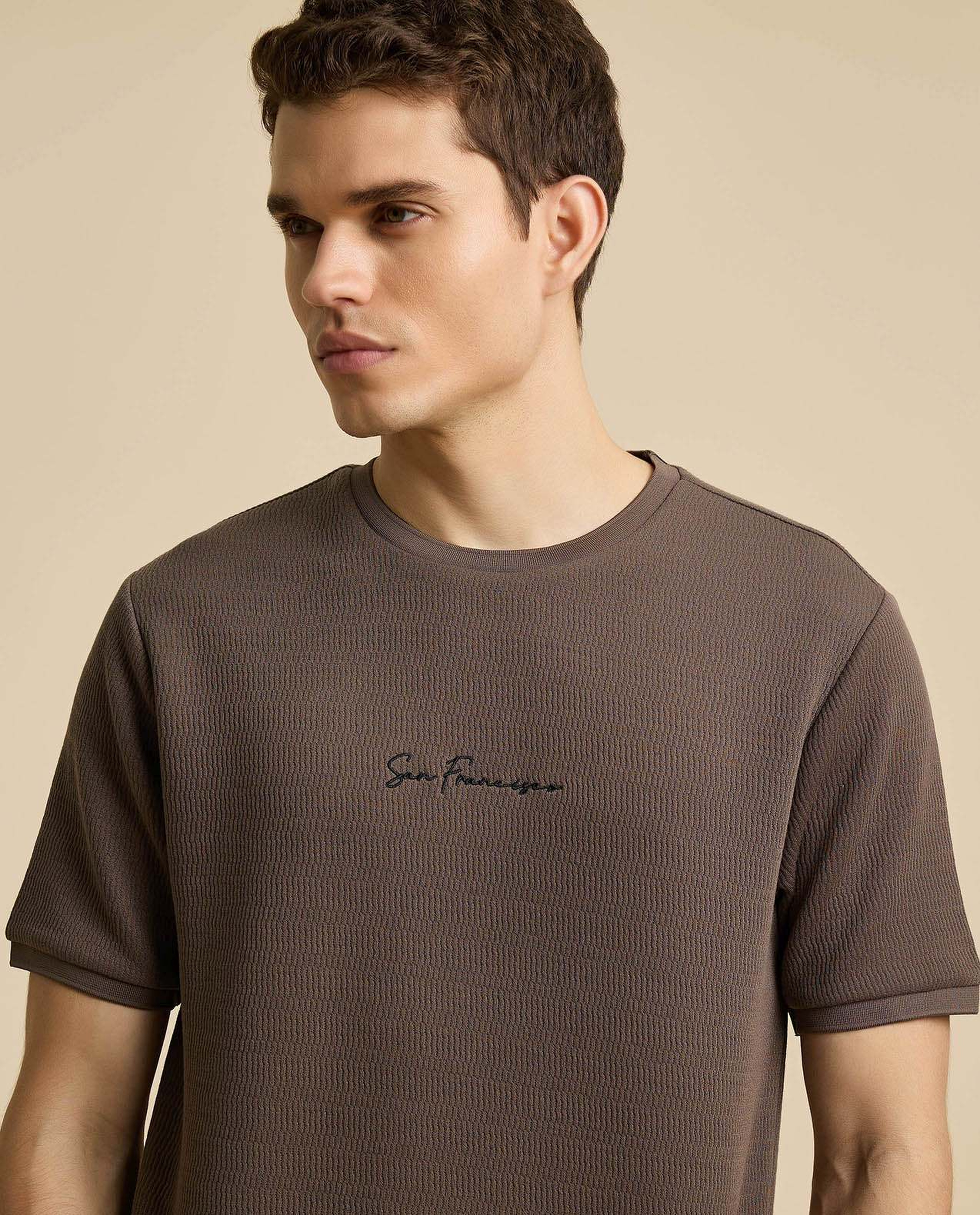 Embroidered T-Shirt with Crew Neck and Short Sleeves