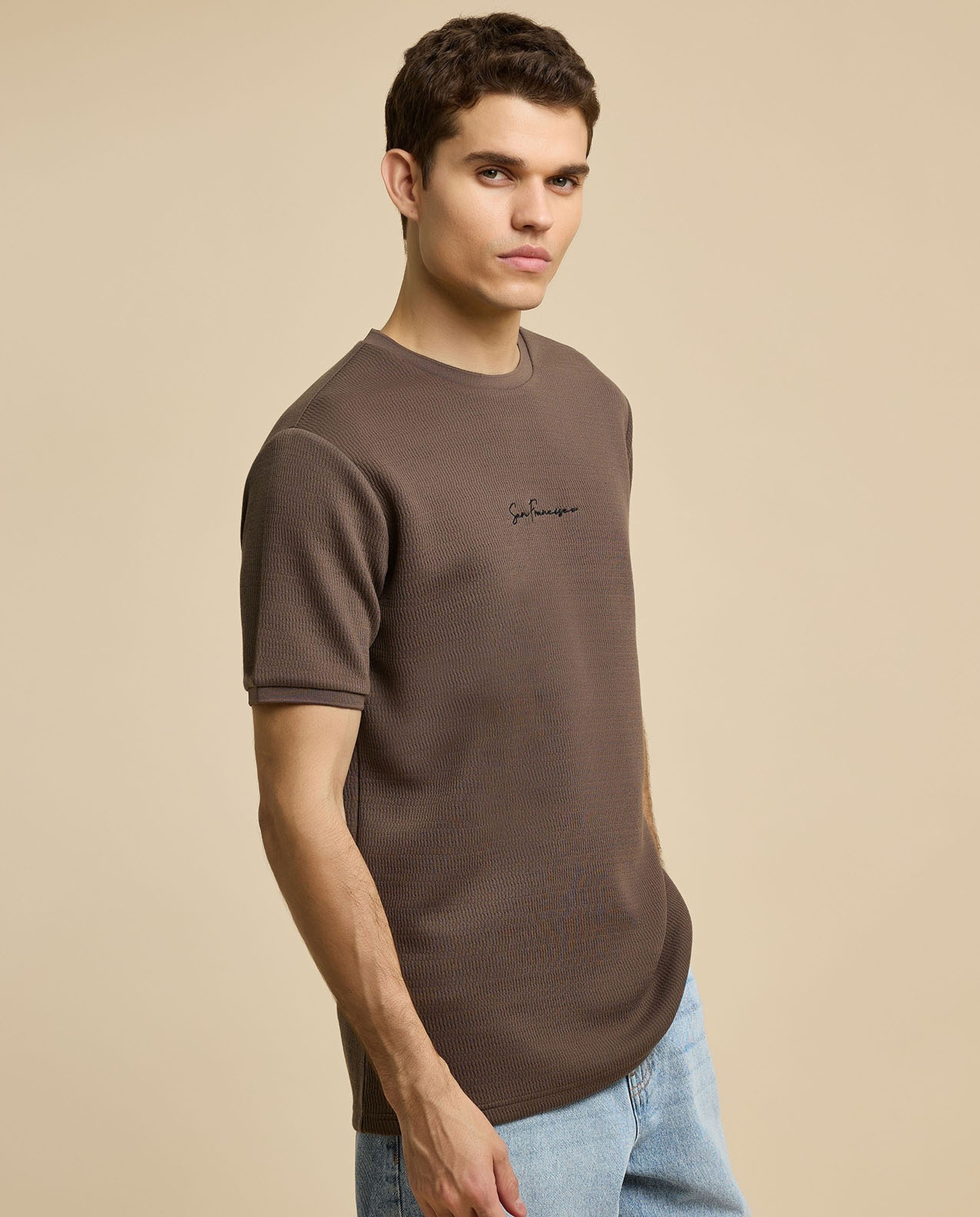 Embroidered T-Shirt with Crew Neck and Short Sleeves