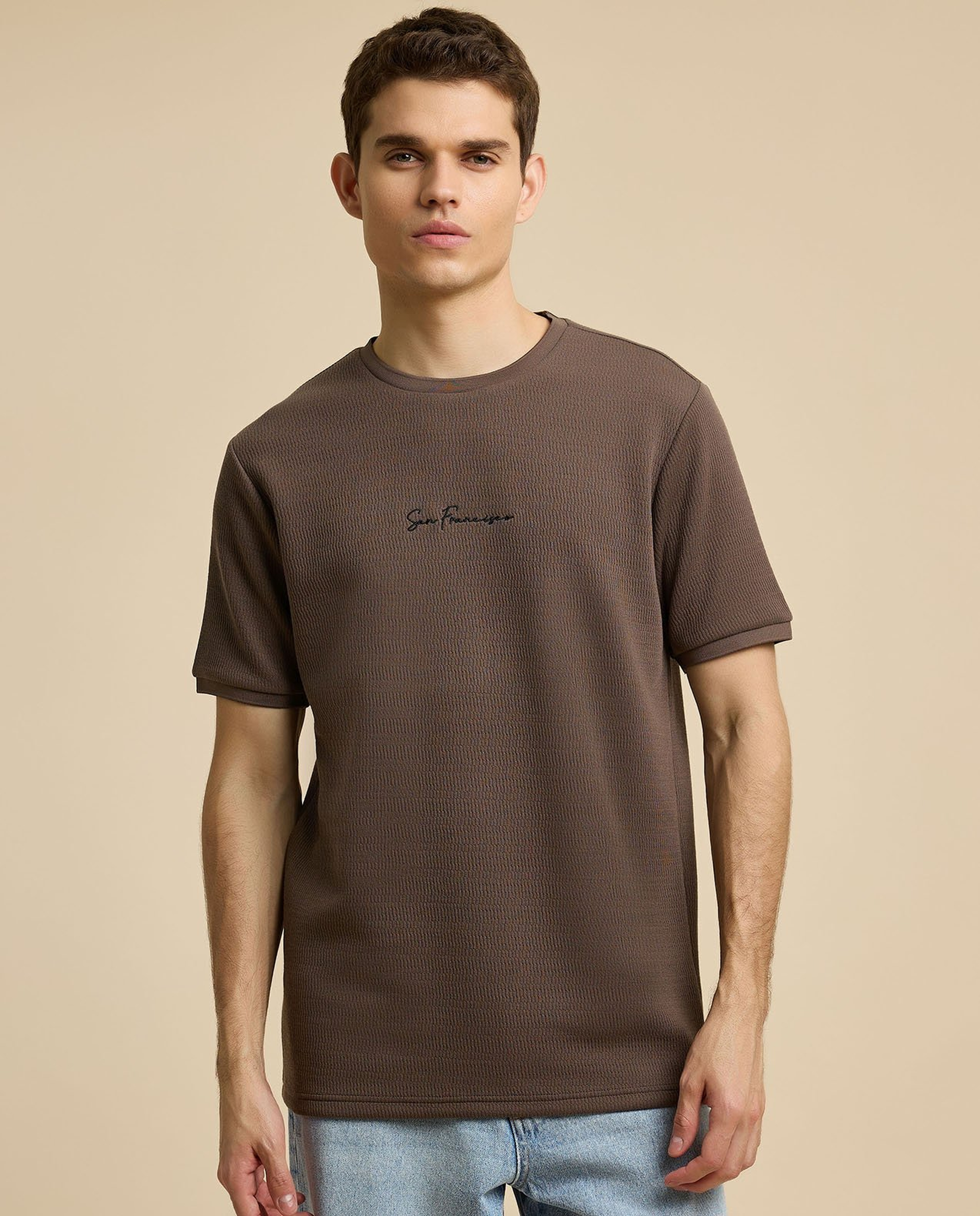 Embroidered T-Shirt with Crew Neck and Short Sleeves