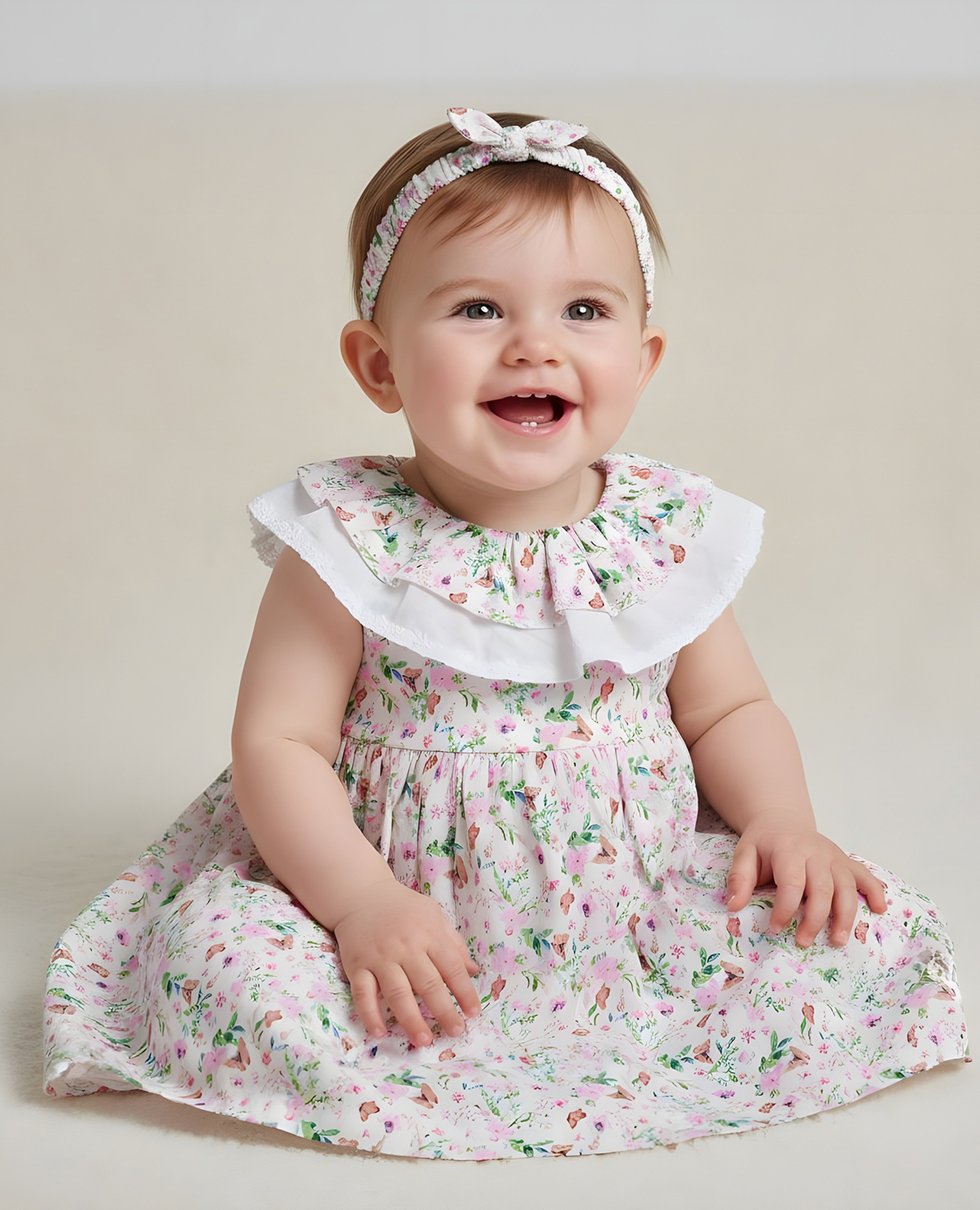 Printed A-Line Dress with Headband