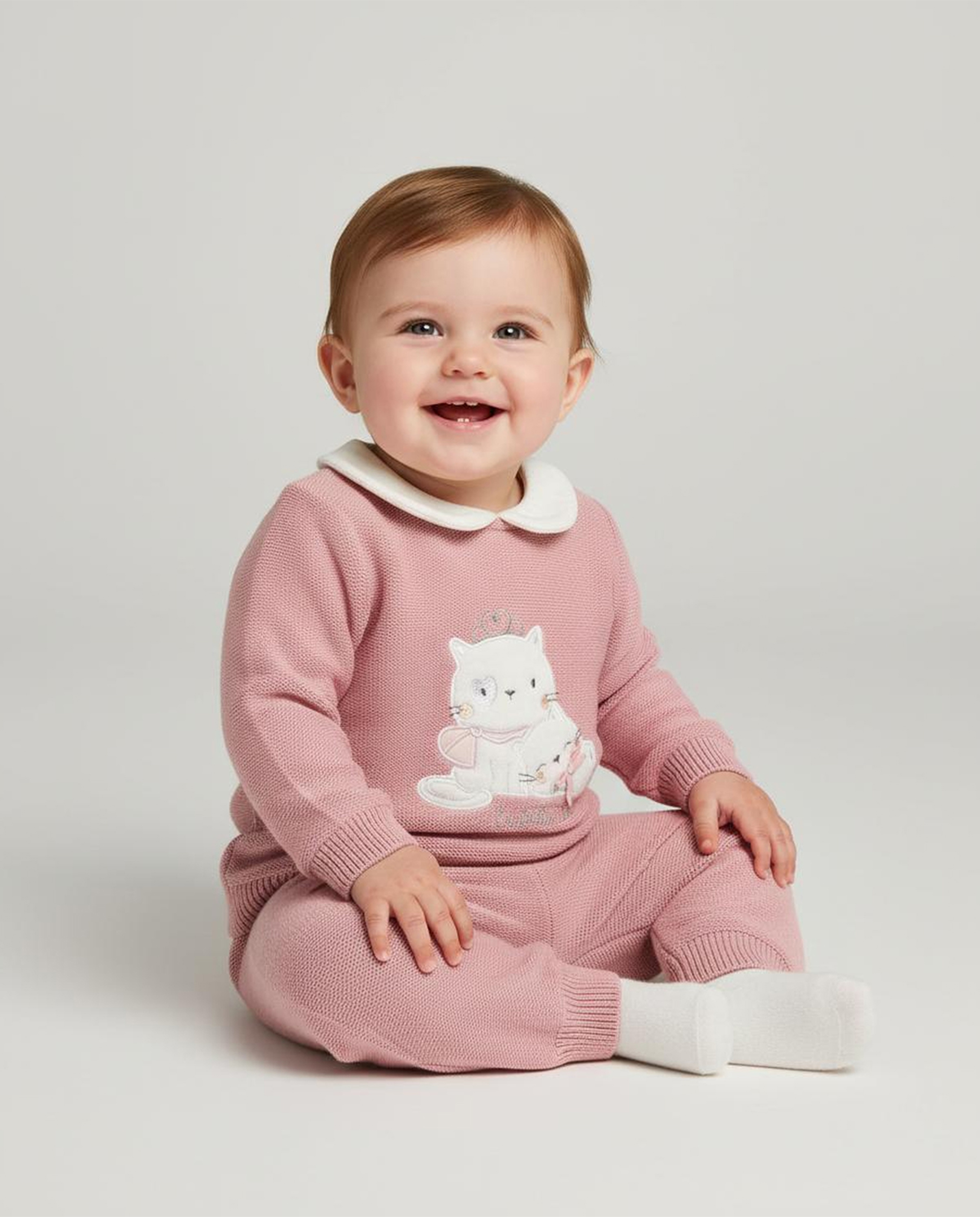 Appliqued Collared Clothing Set