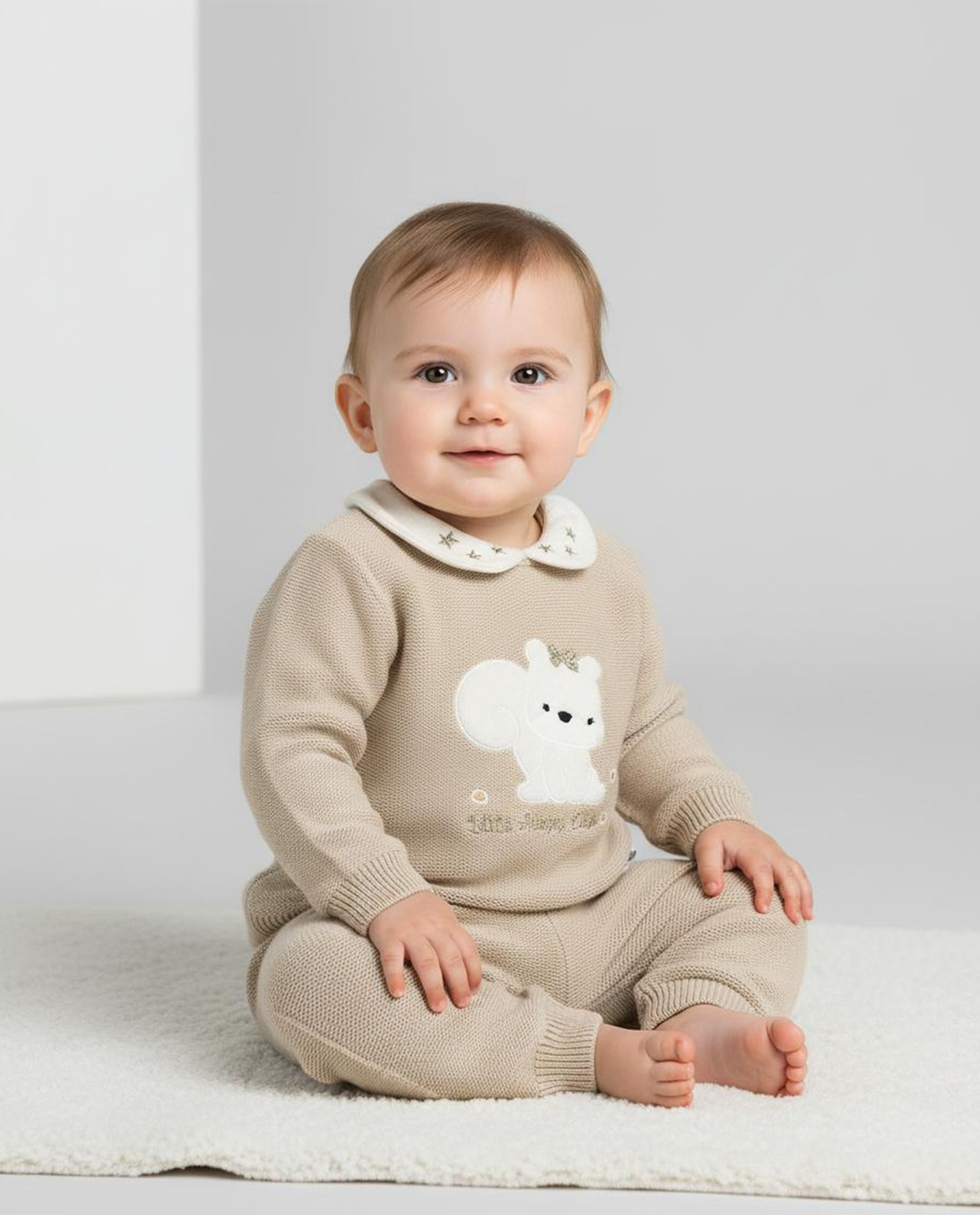 Appliqued Collared Clothing Set