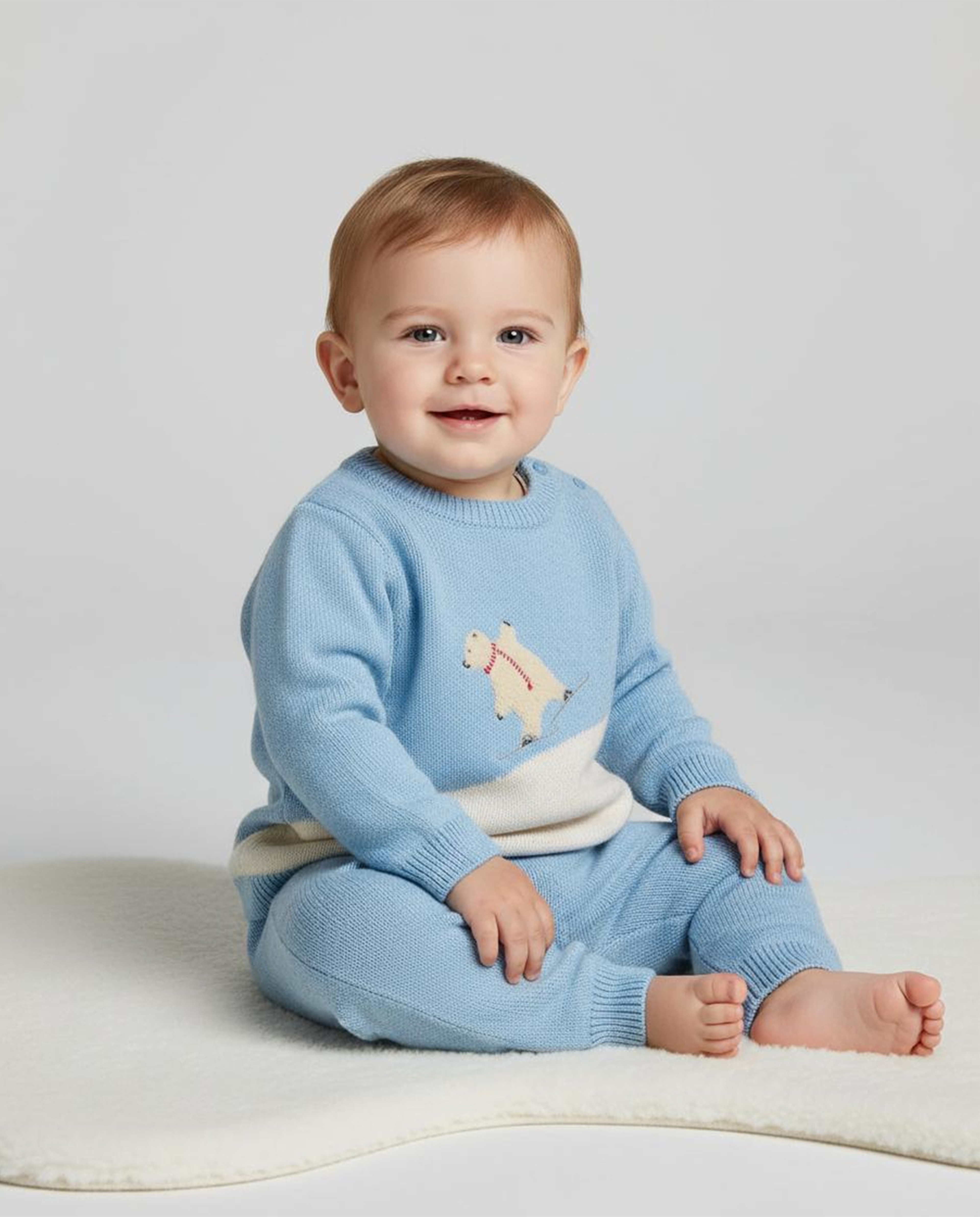 Color Block Knitted Clothing Set