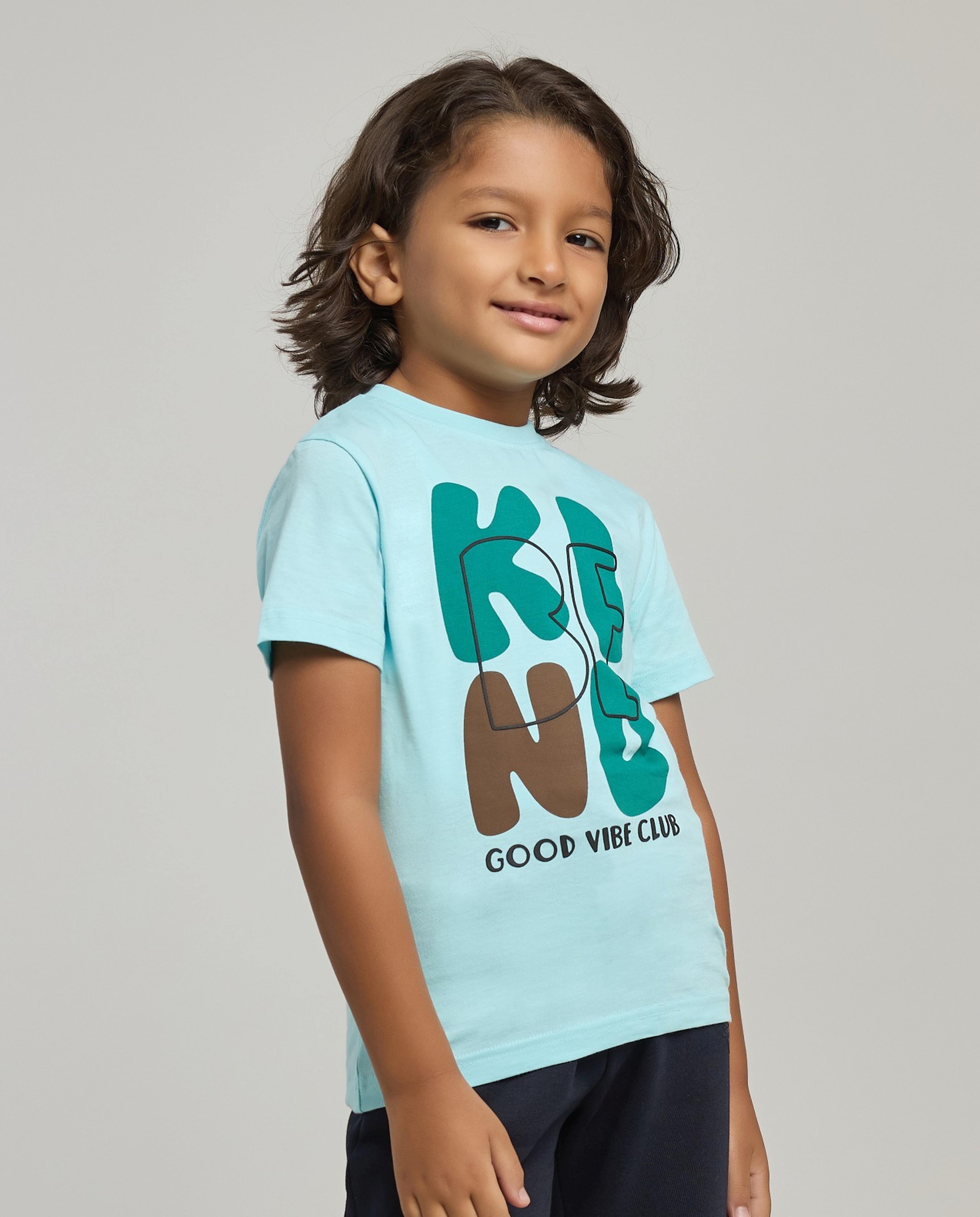 Typograpghy Print T-Shirt with Crew Neck and Short Sleeves