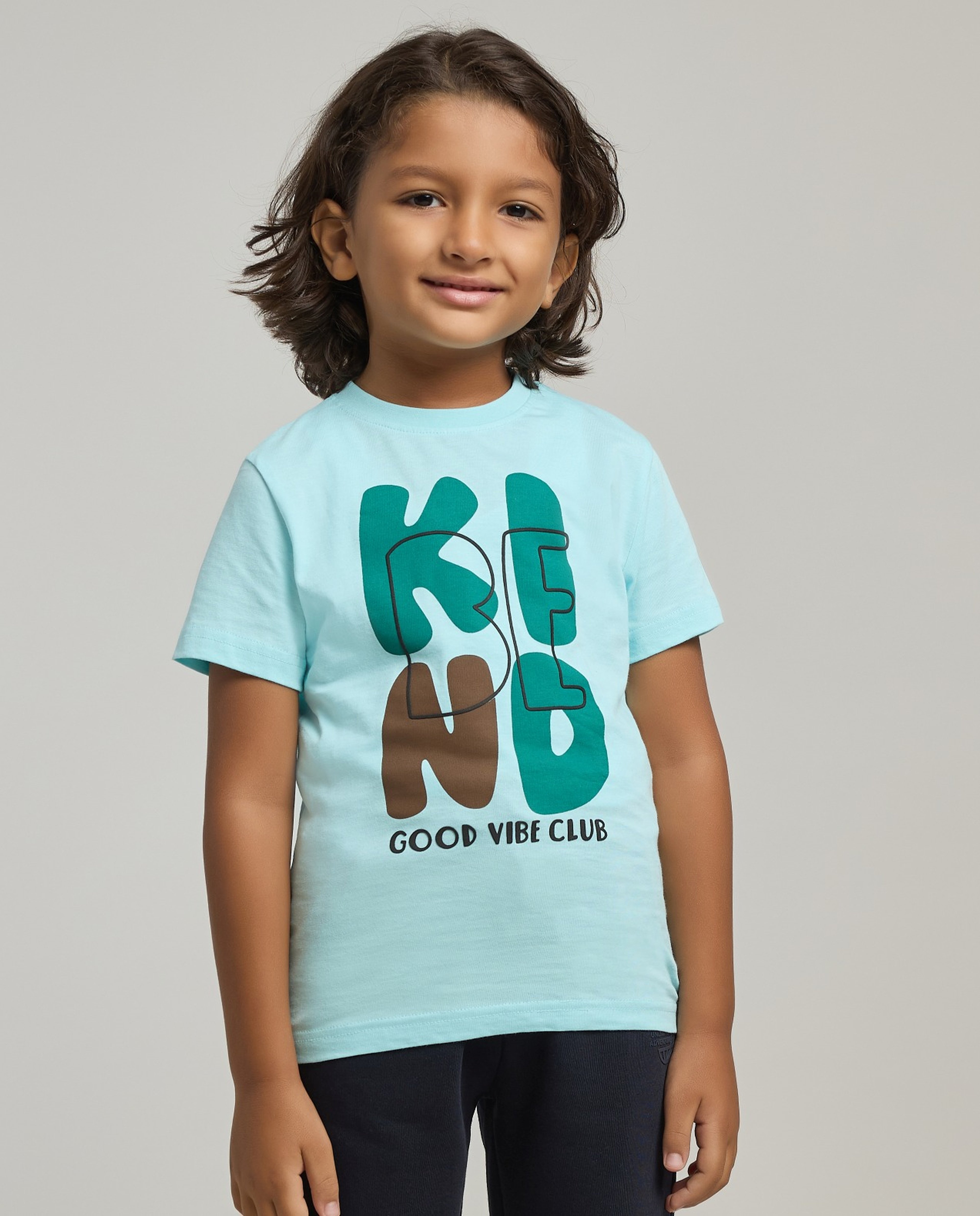 Typograpghy Print T-Shirt with Crew Neck and Short Sleeves