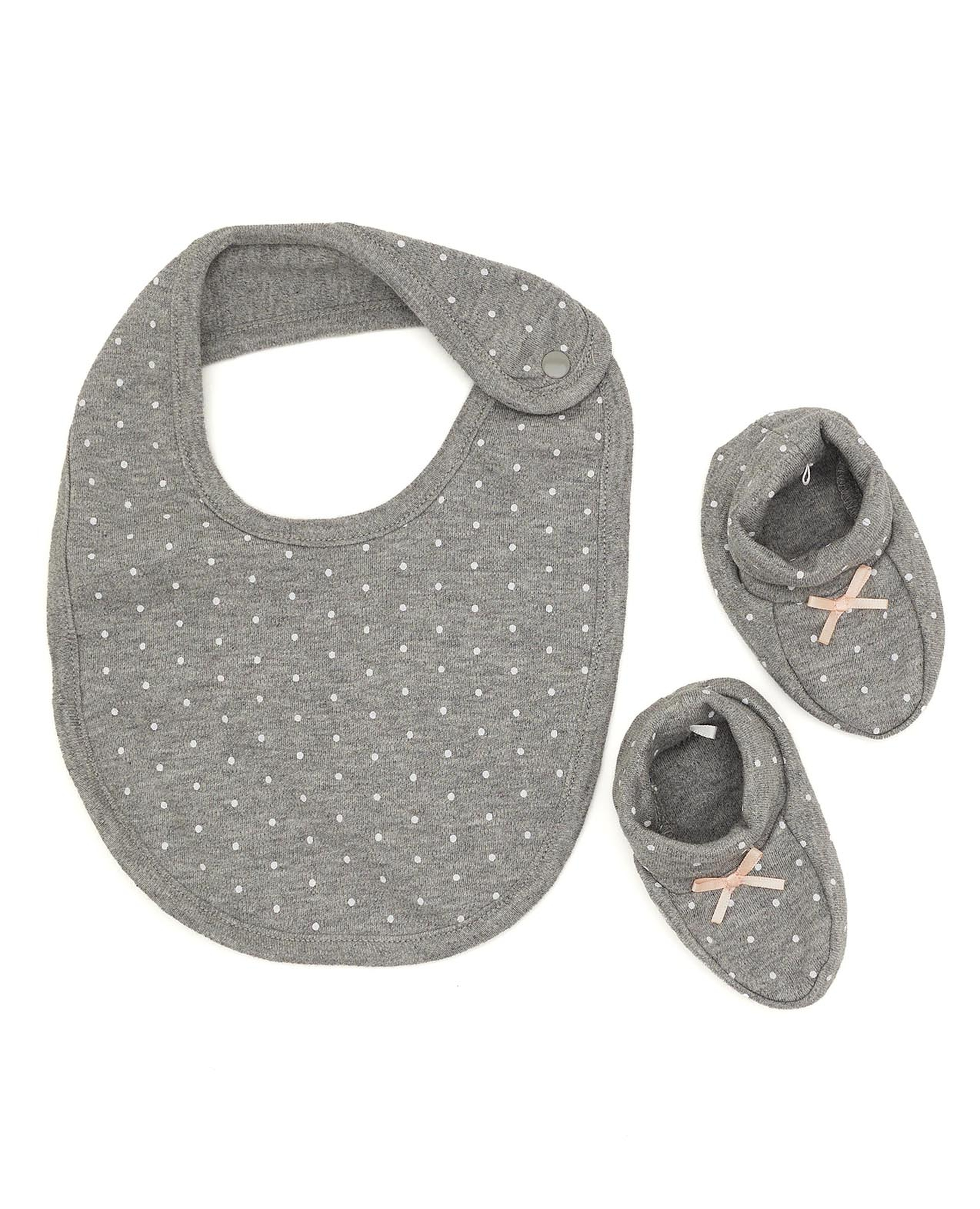 Polka Dot Printed Bib and Booties
