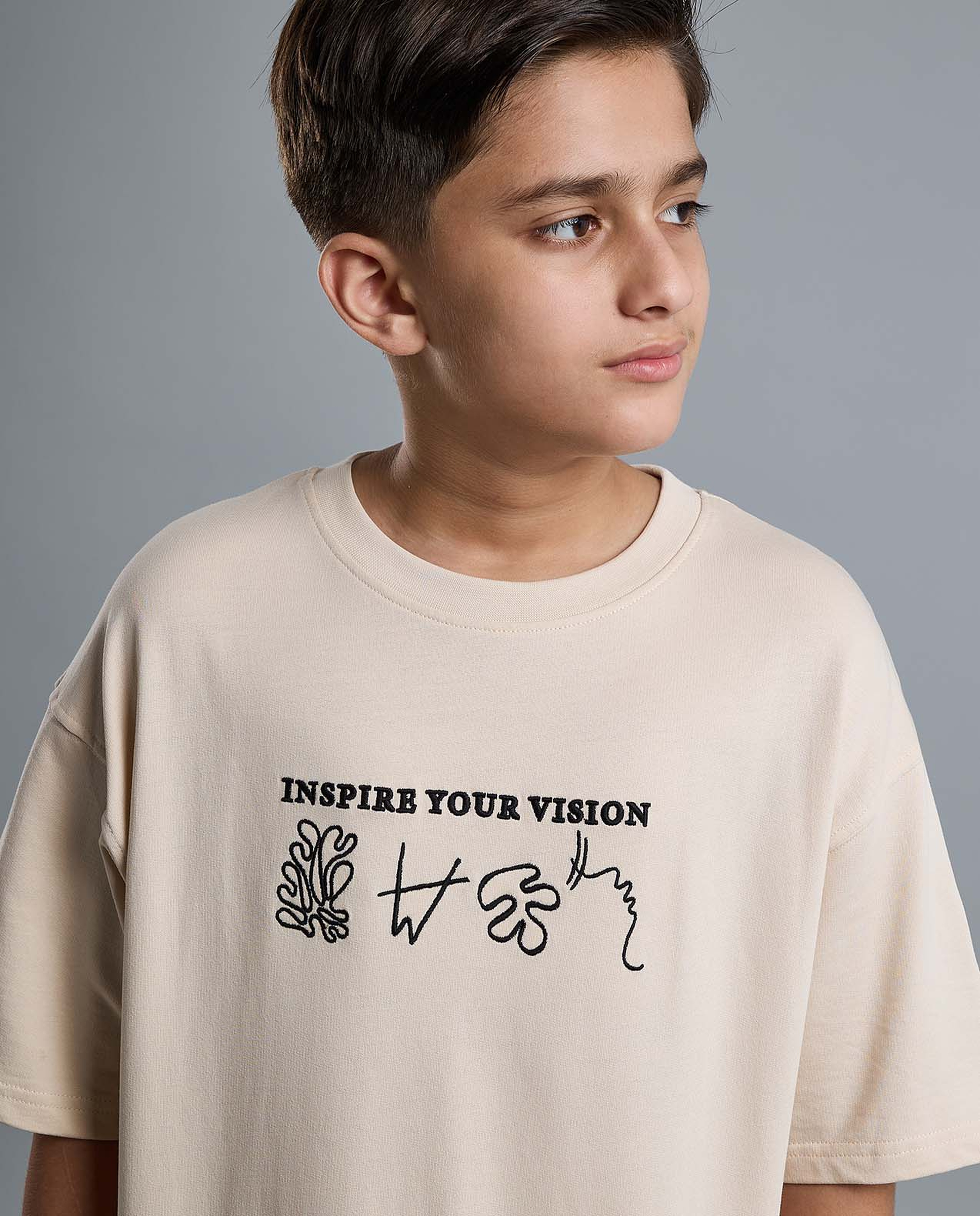 Printed Oversized T-Shirt with Crew Neck and Short Sleeves