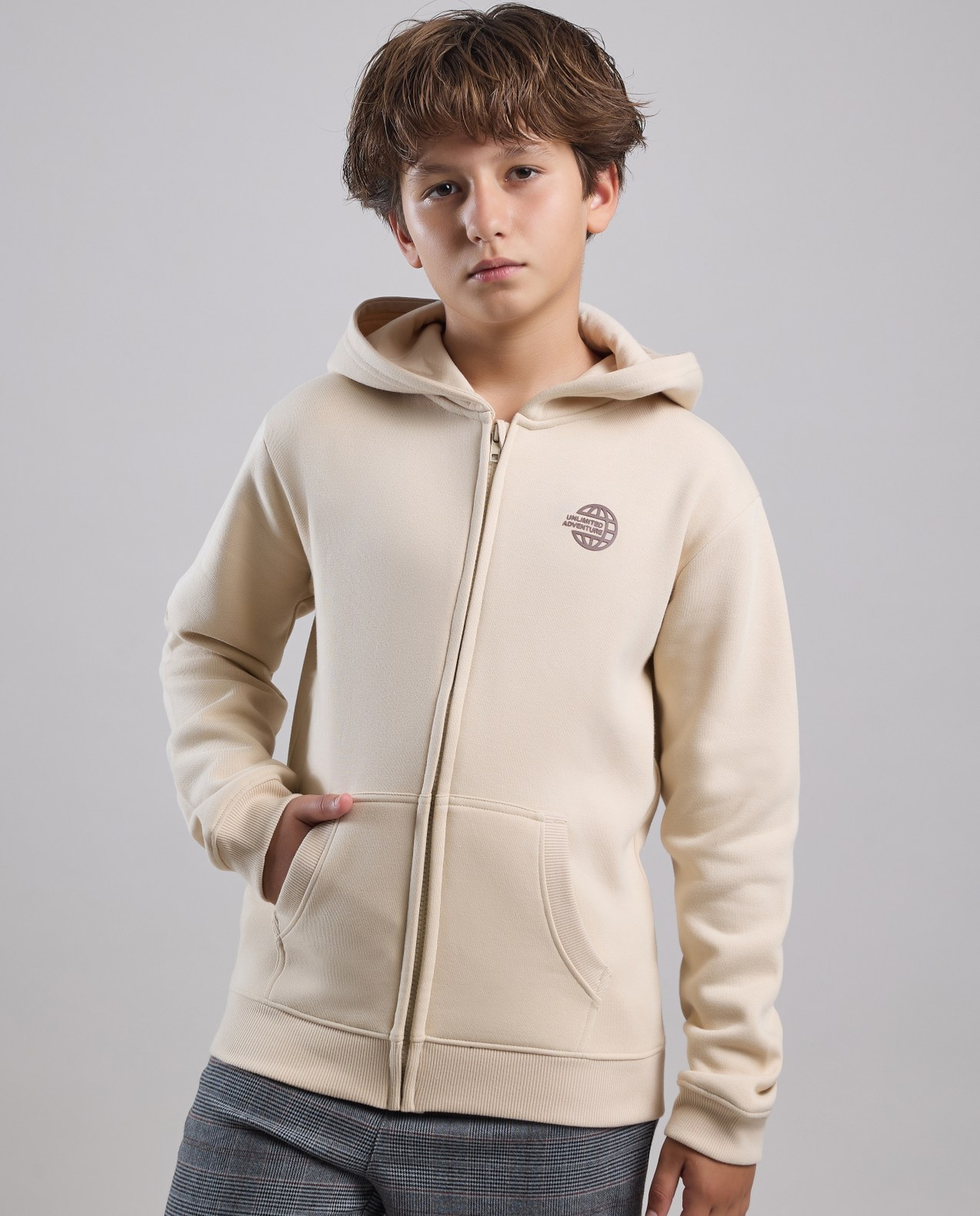 Logo Detail Hooded Jacket with Zipper Closre