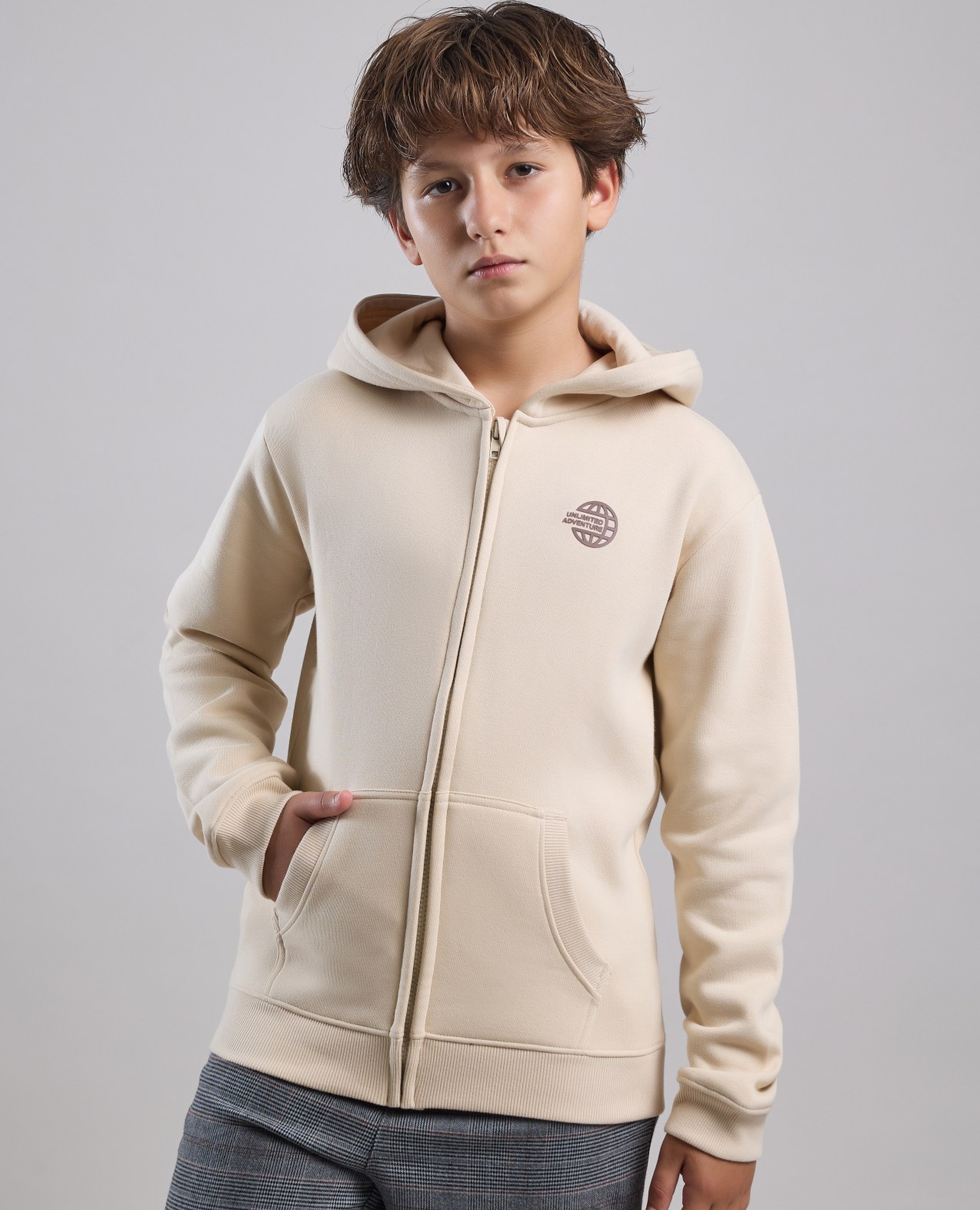 Logo Detail Hooded Jacket with Zipper Closre