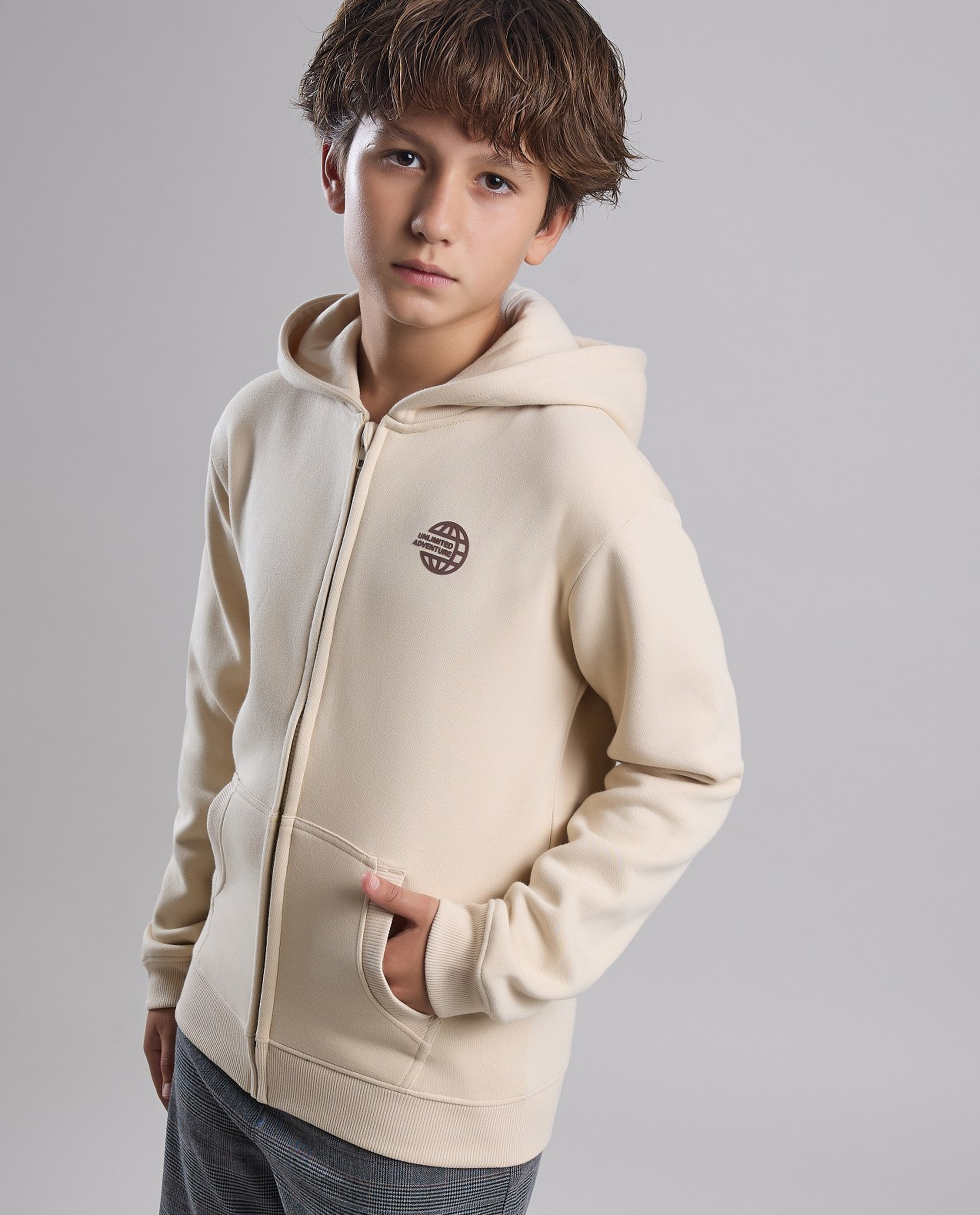 Logo Detail Hooded Jacket with Zipper Closre