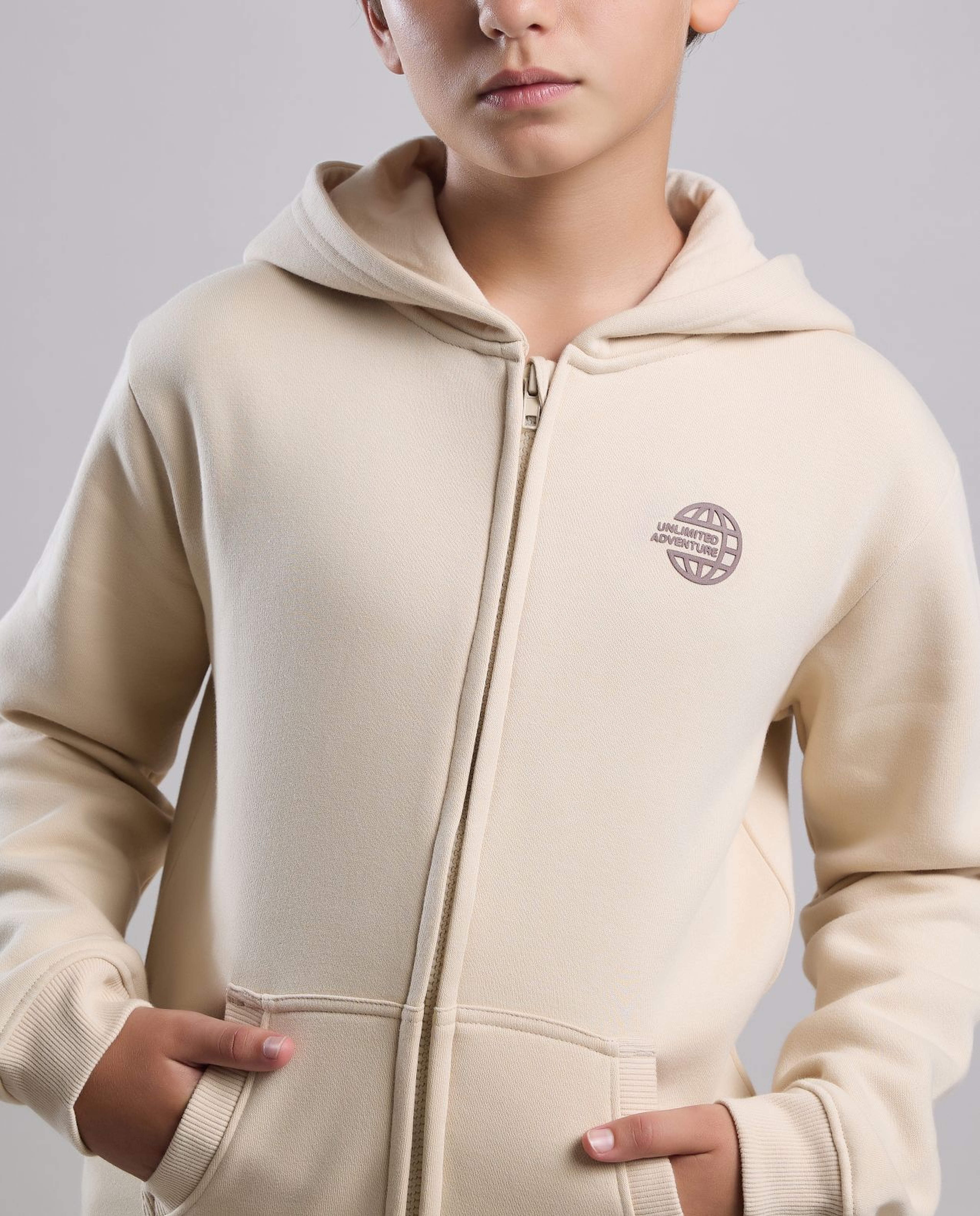 Logo Detail Hooded Jacket with Zipper Closre