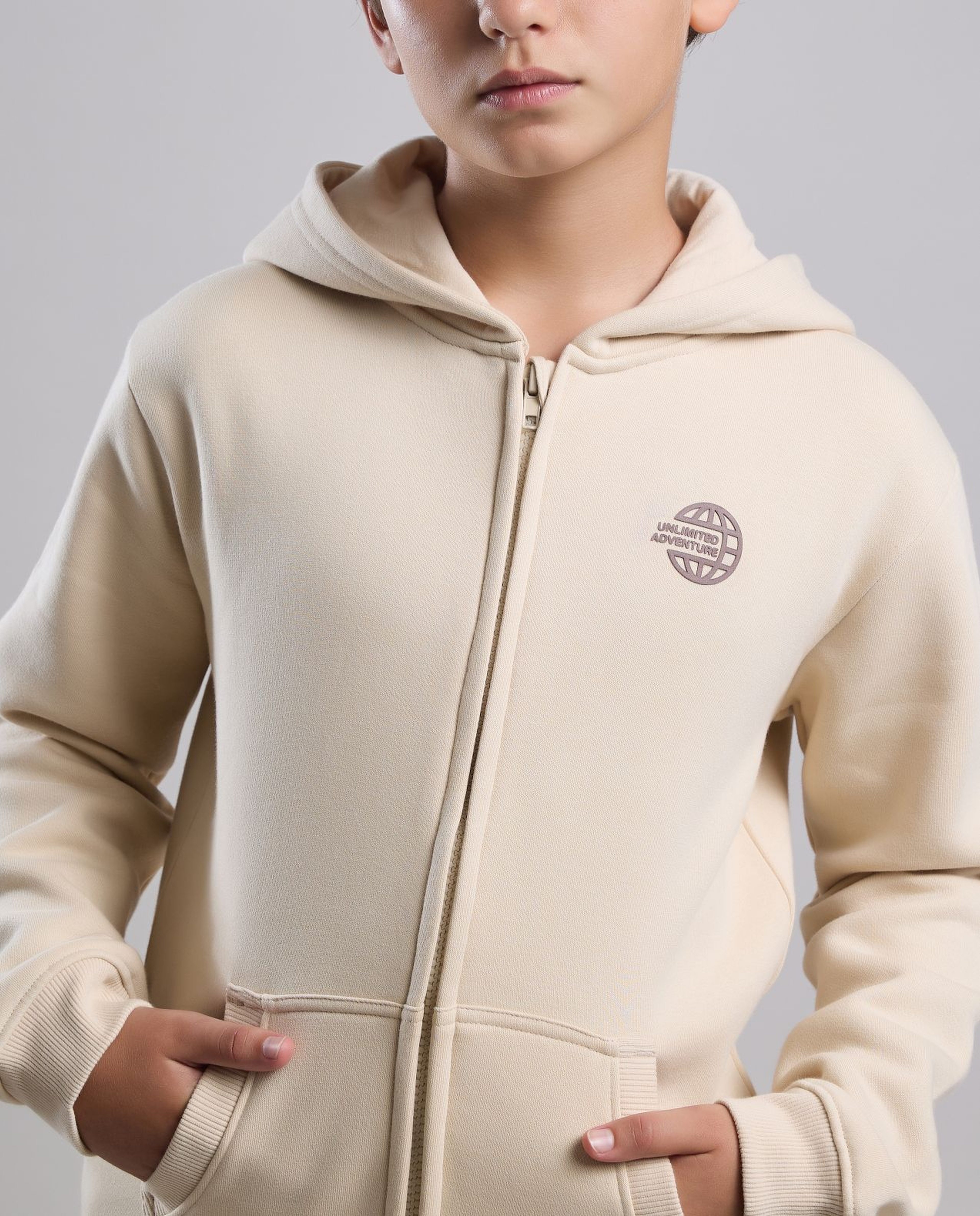Logo Detail Hooded Jacket with Zipper Closre