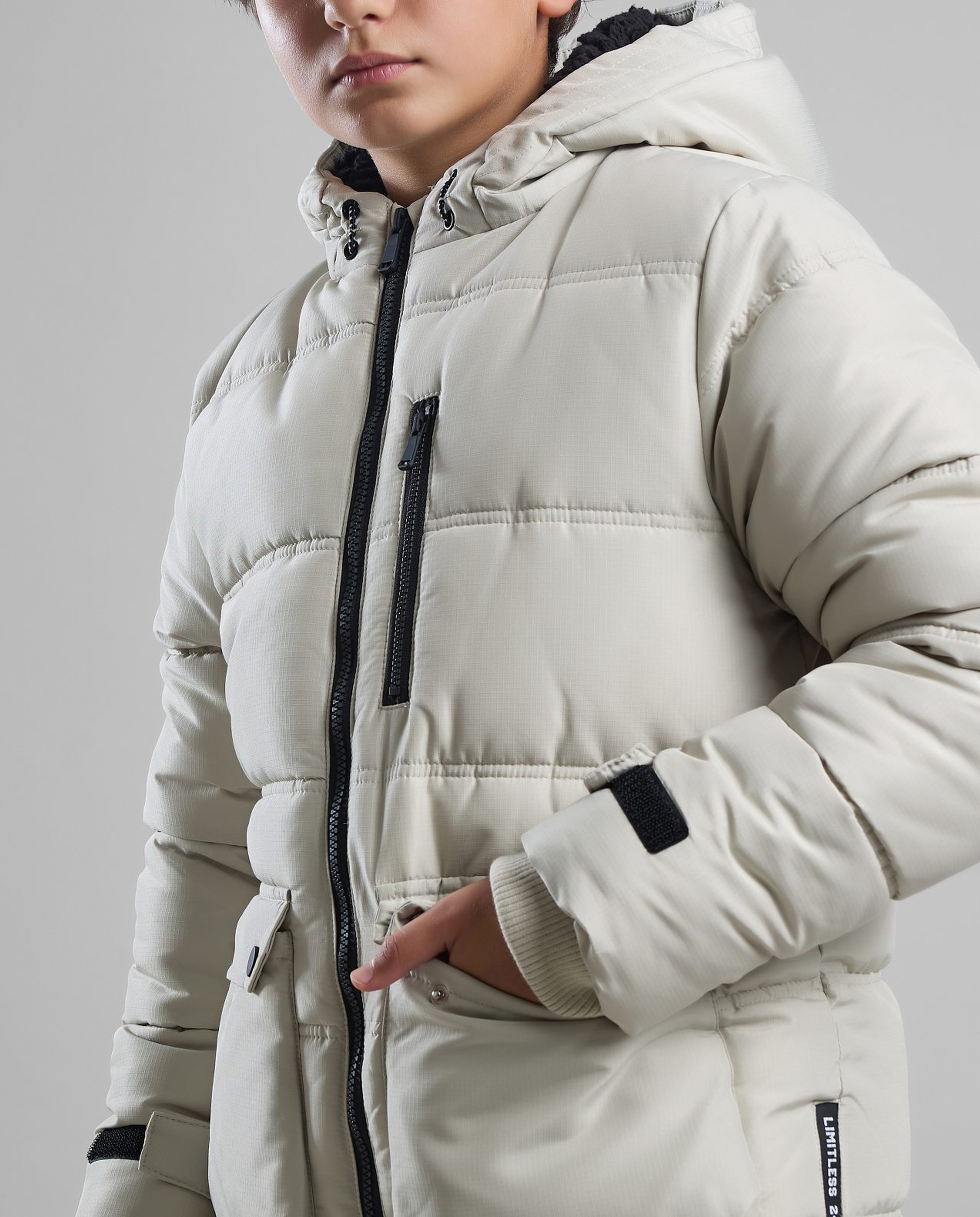 Quilted Hooded Puffer Jacket with Zipper Closure