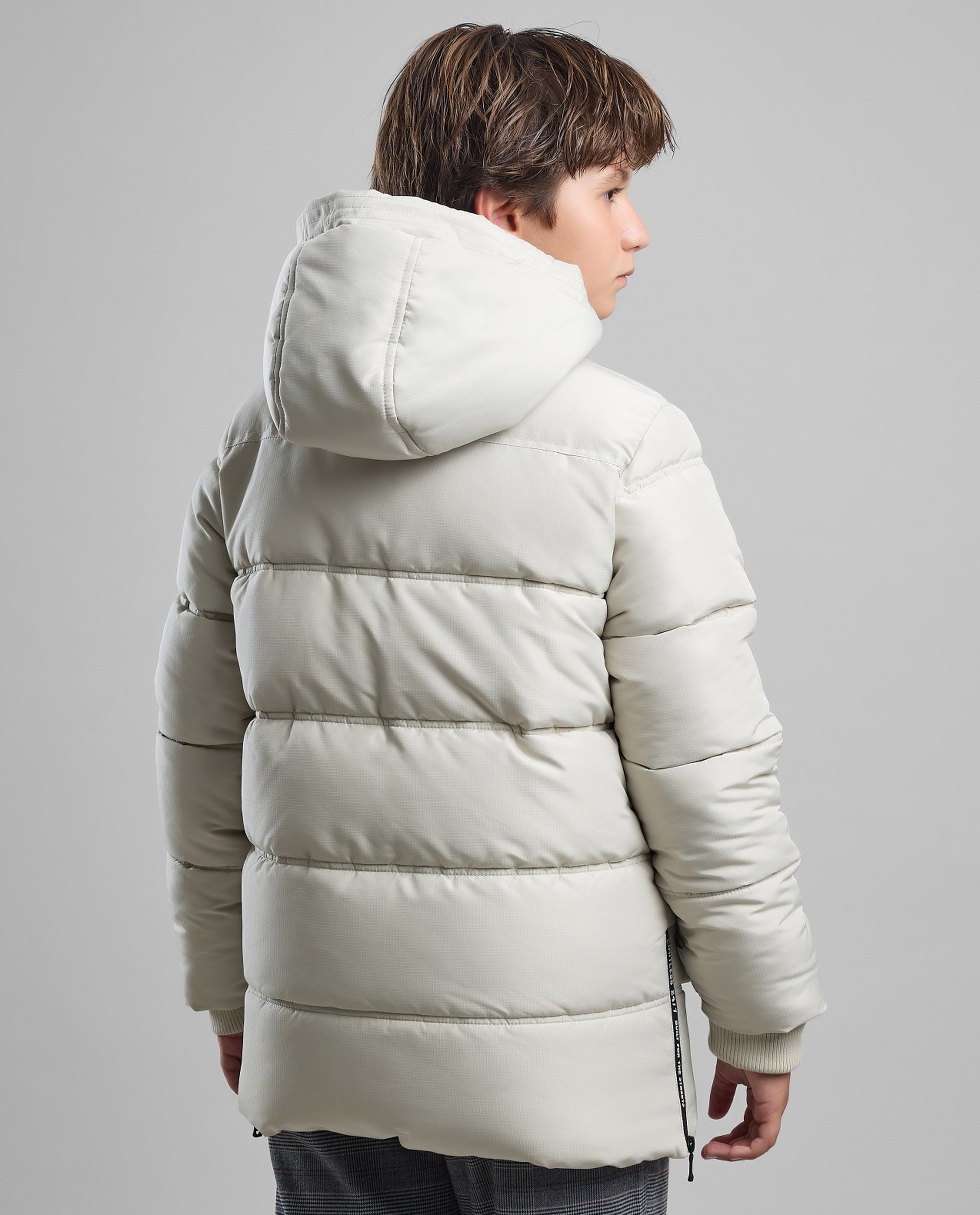 Quilted Hooded Puffer Jacket with Zipper Closure
