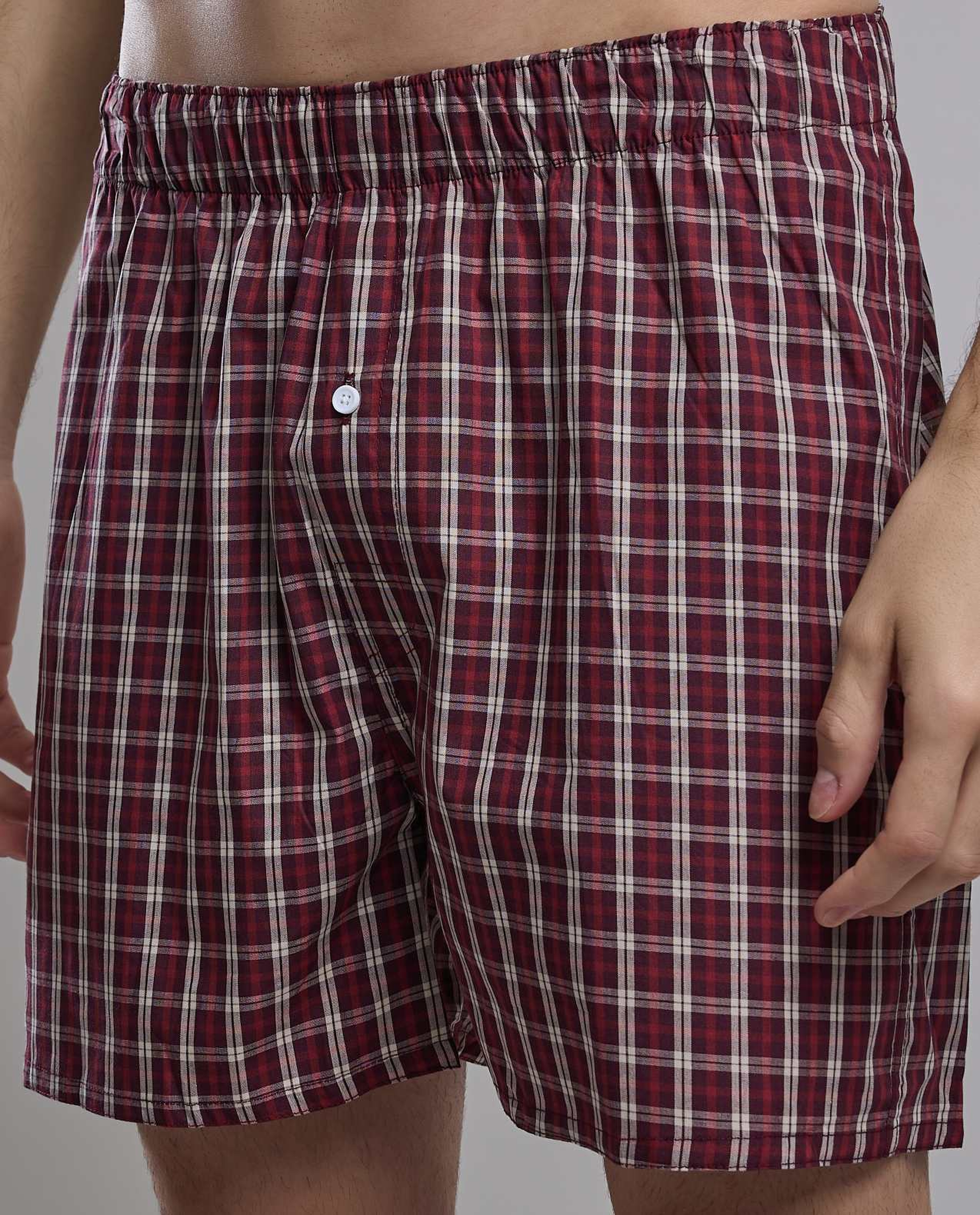 Plaid Boxer with Elastic Waist