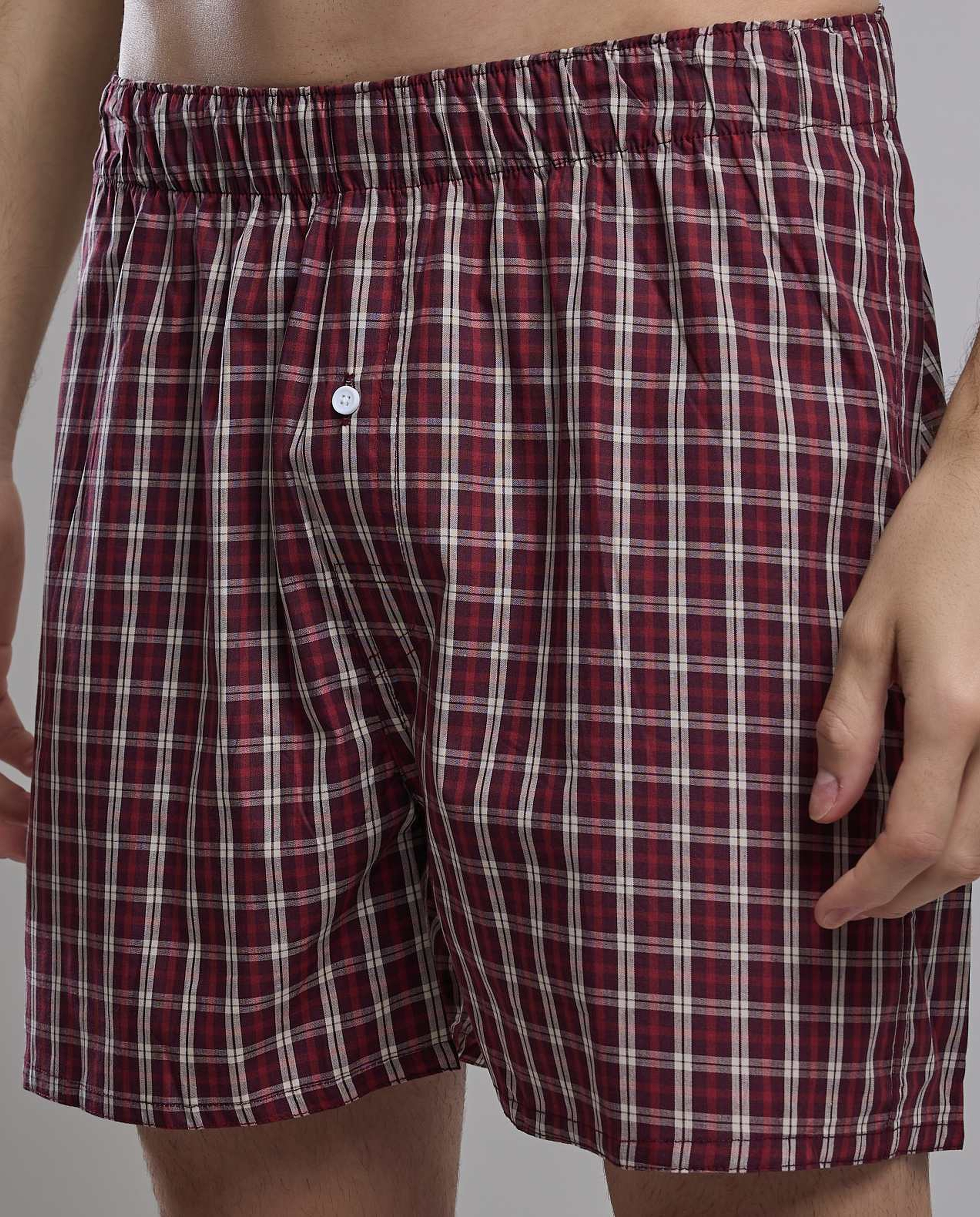 Plaid Boxer with Elastic Waist