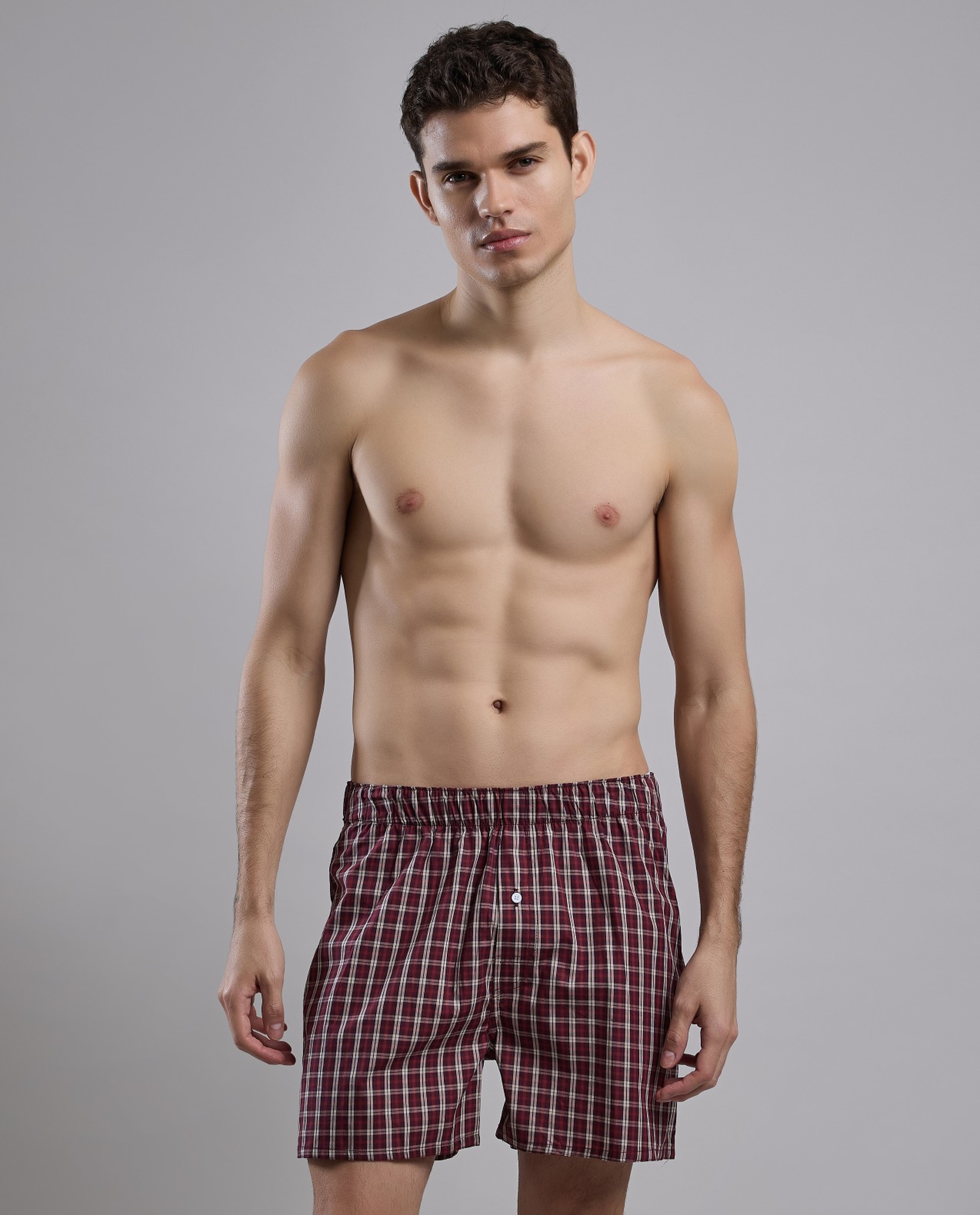 Plaid Boxer with Elastic Waist