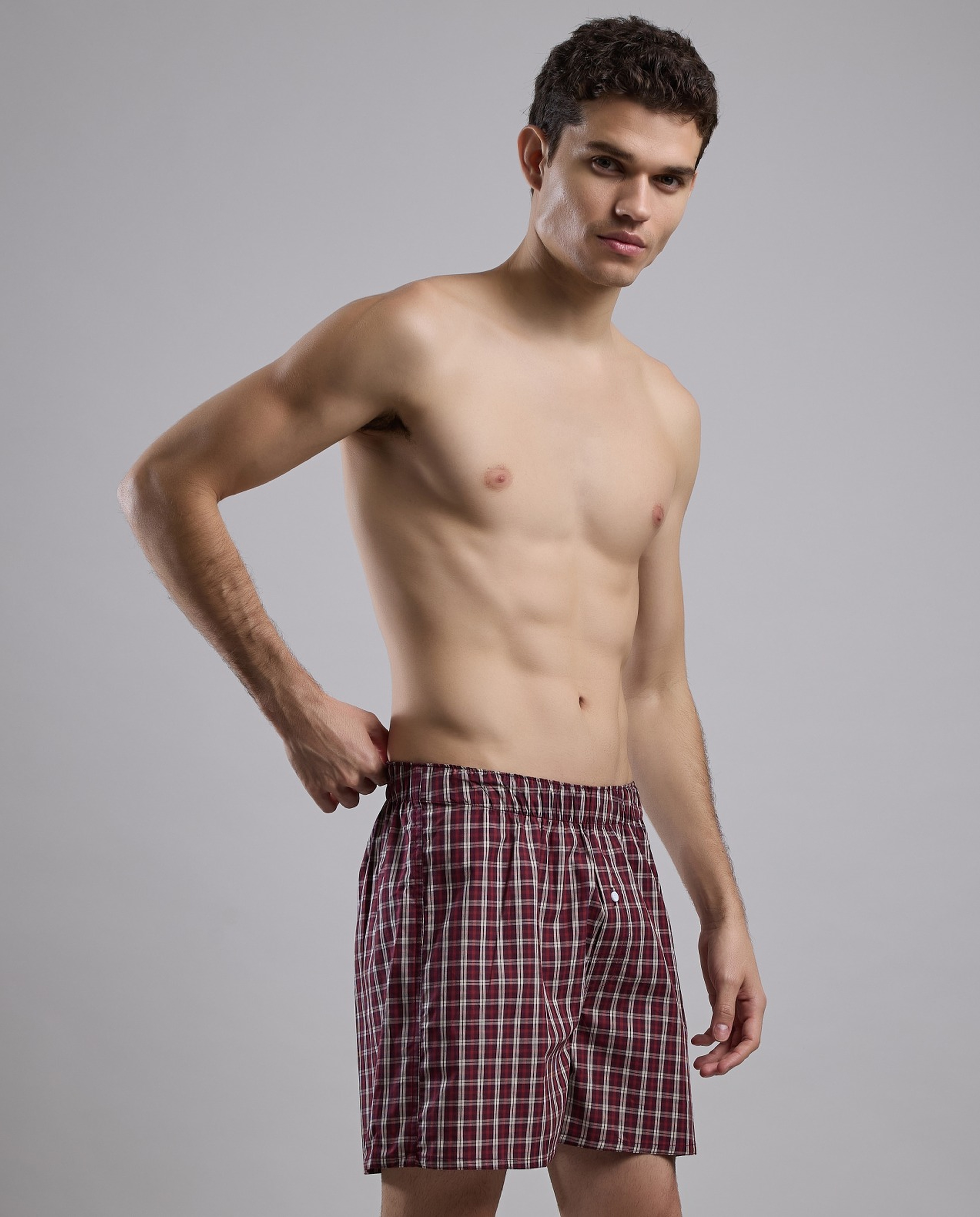 Plaid Boxer with Elastic Waist