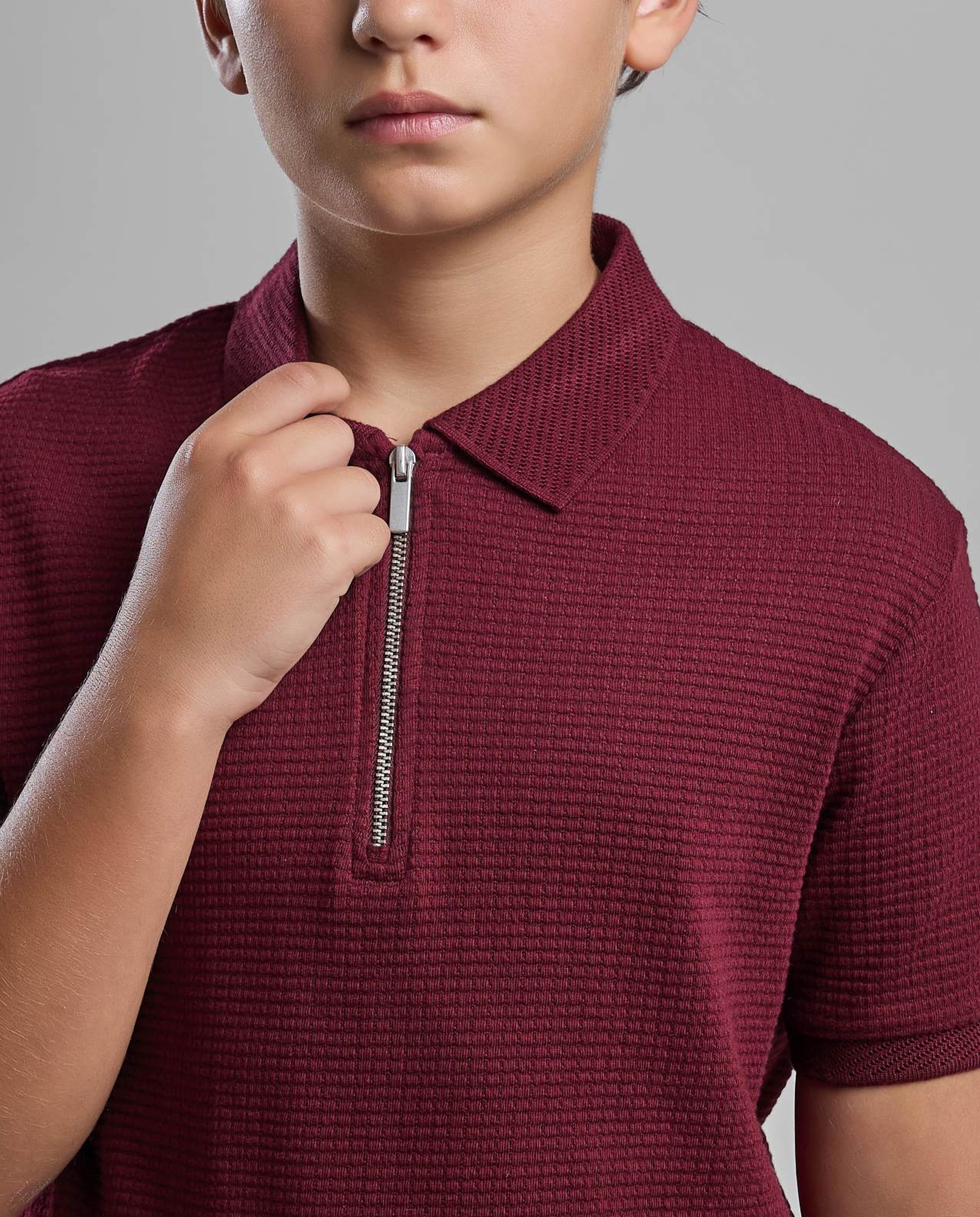 Solid Polo T-Shirt with Short Sleeves