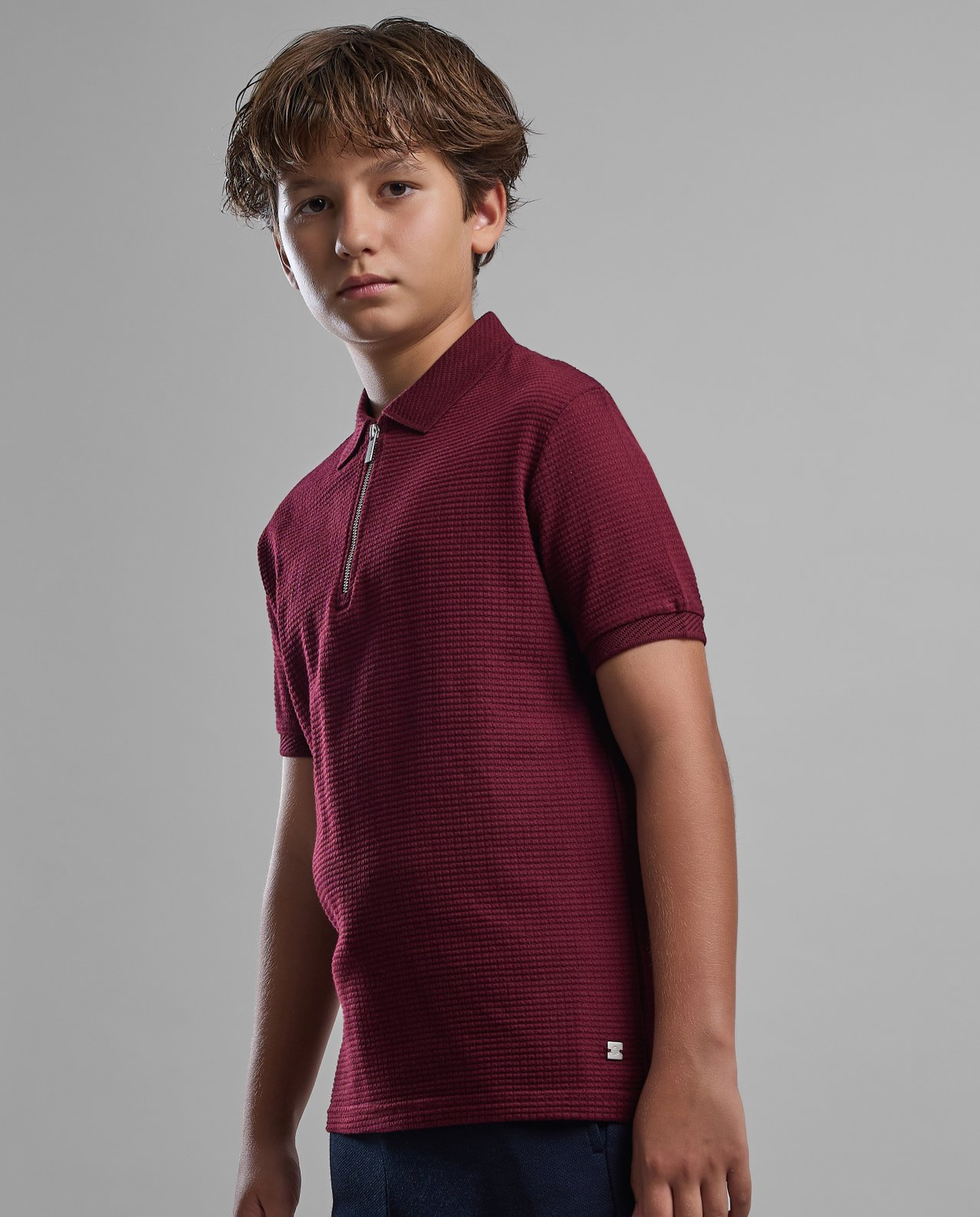 Solid Polo T-Shirt with Short Sleeves