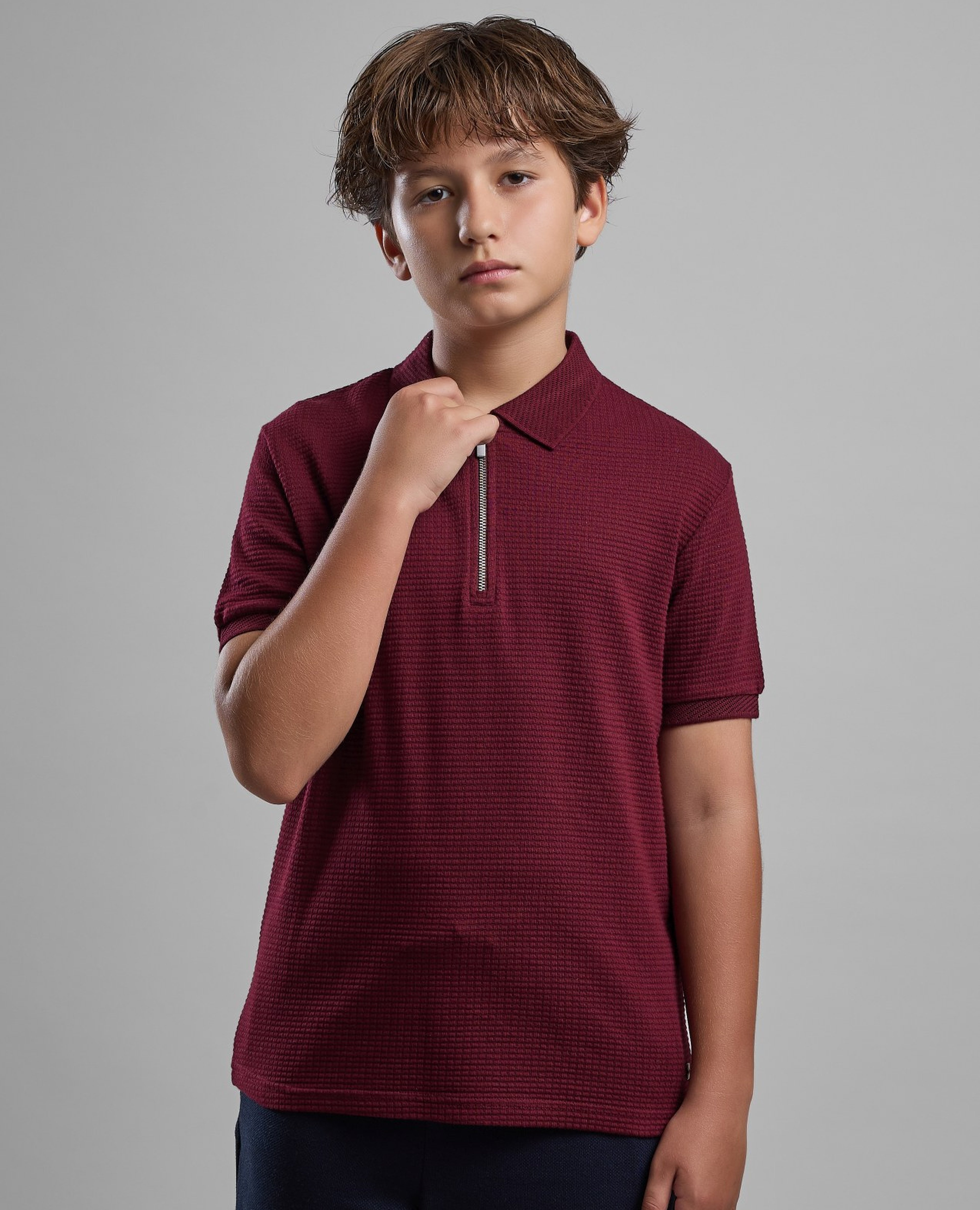 Solid Polo T-Shirt with Short Sleeves