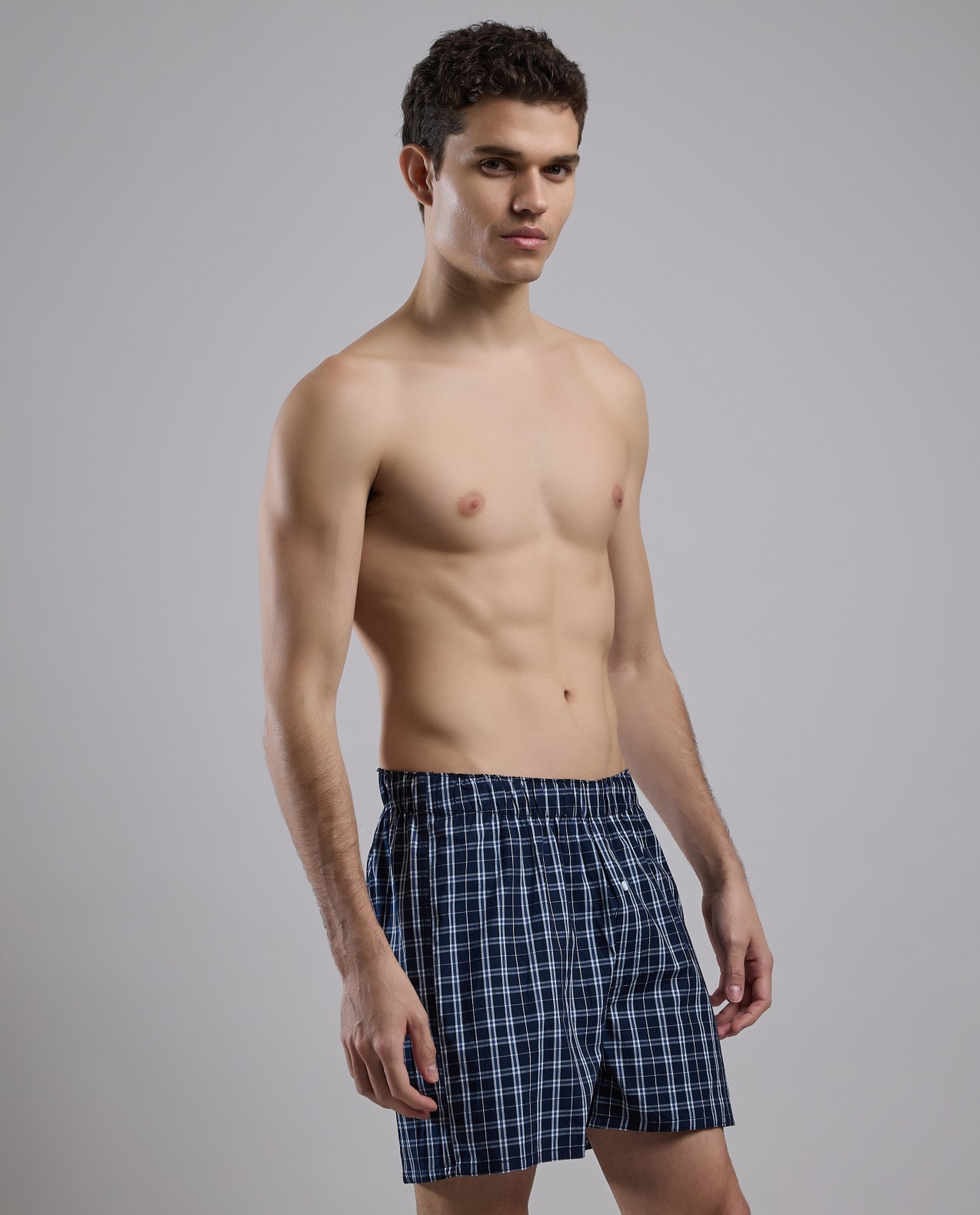 Plaid Boxer with Elastic Waist