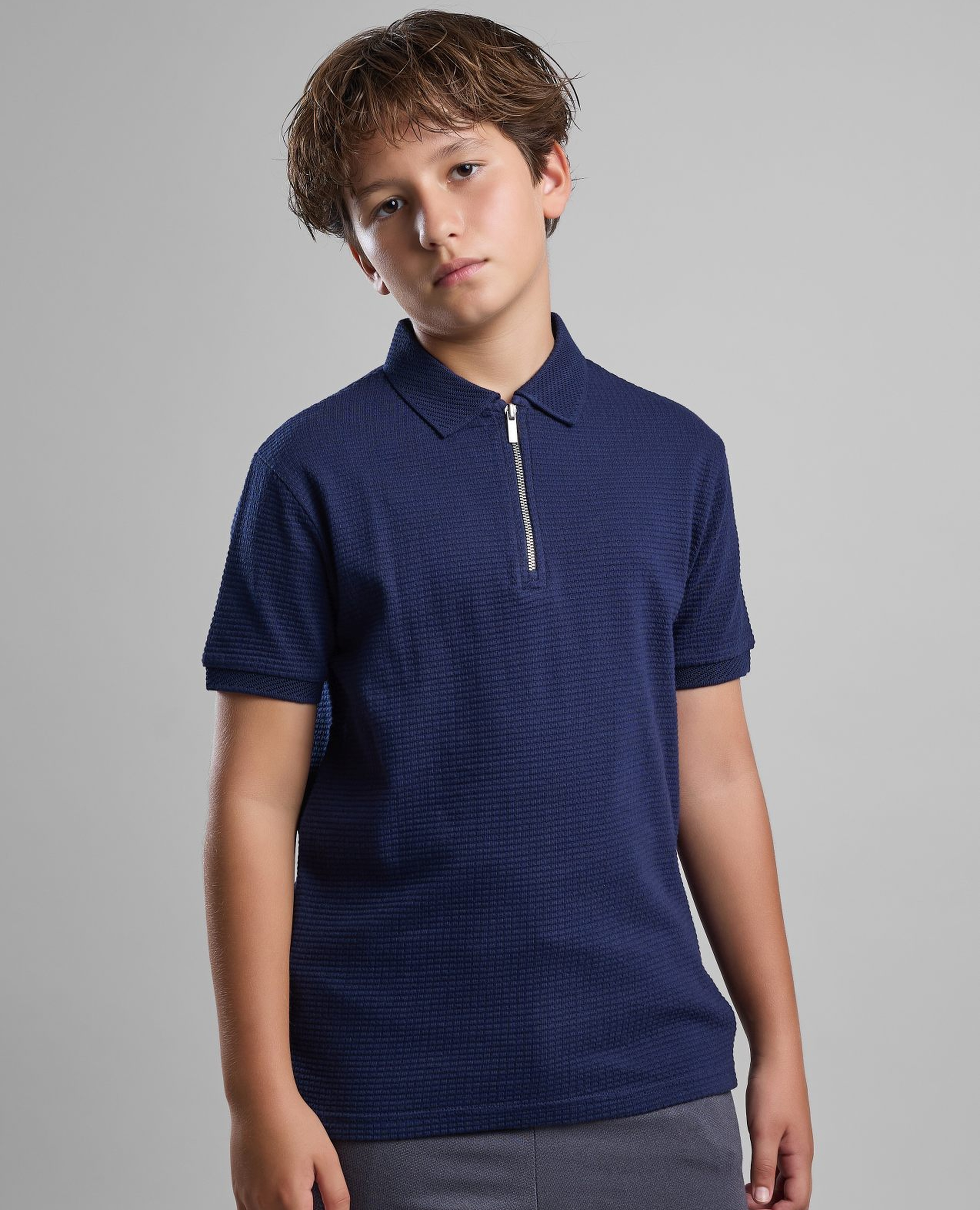 Solid Polo T-Shirt with Short Sleeves