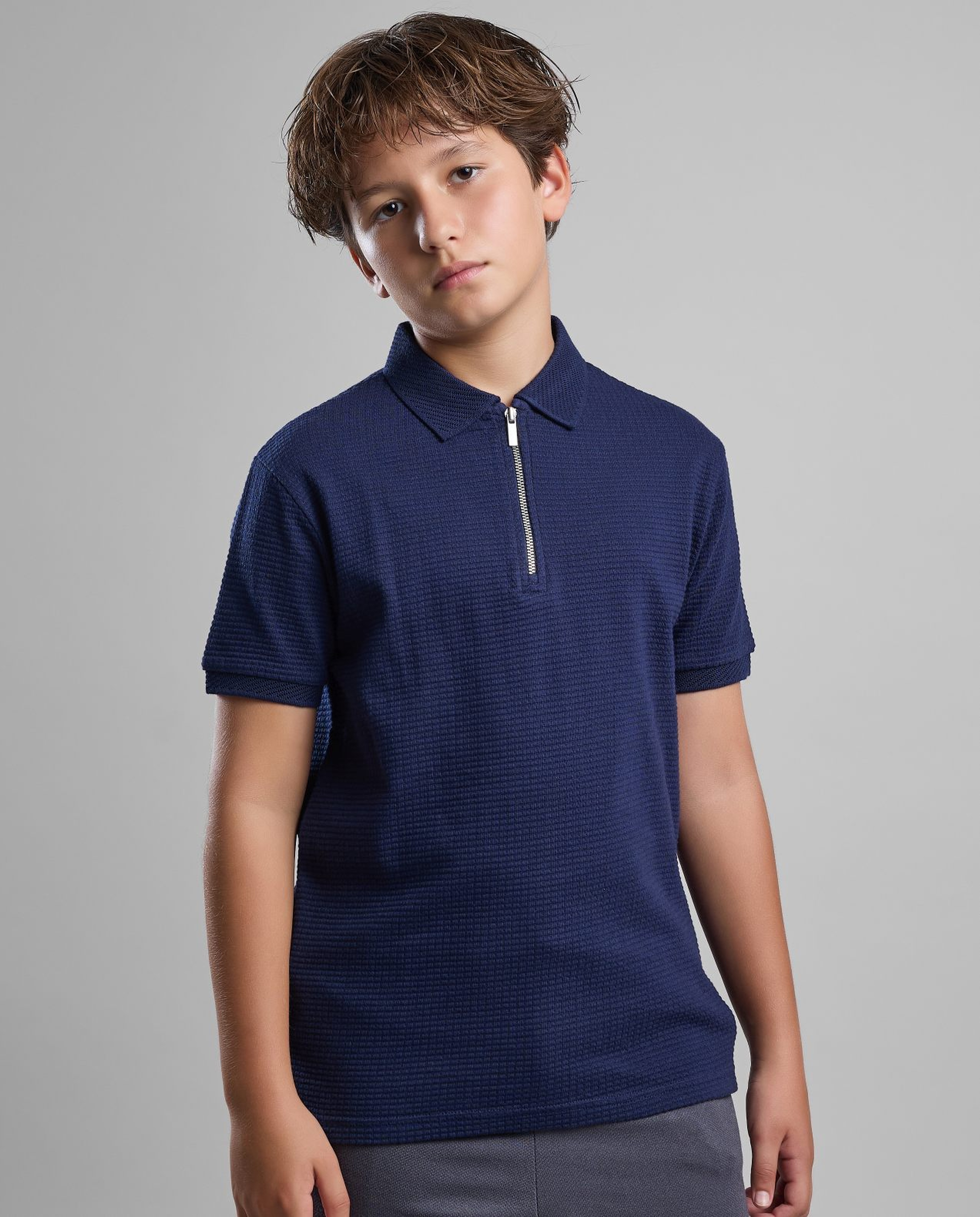 Solid Polo T-Shirt with Short Sleeves