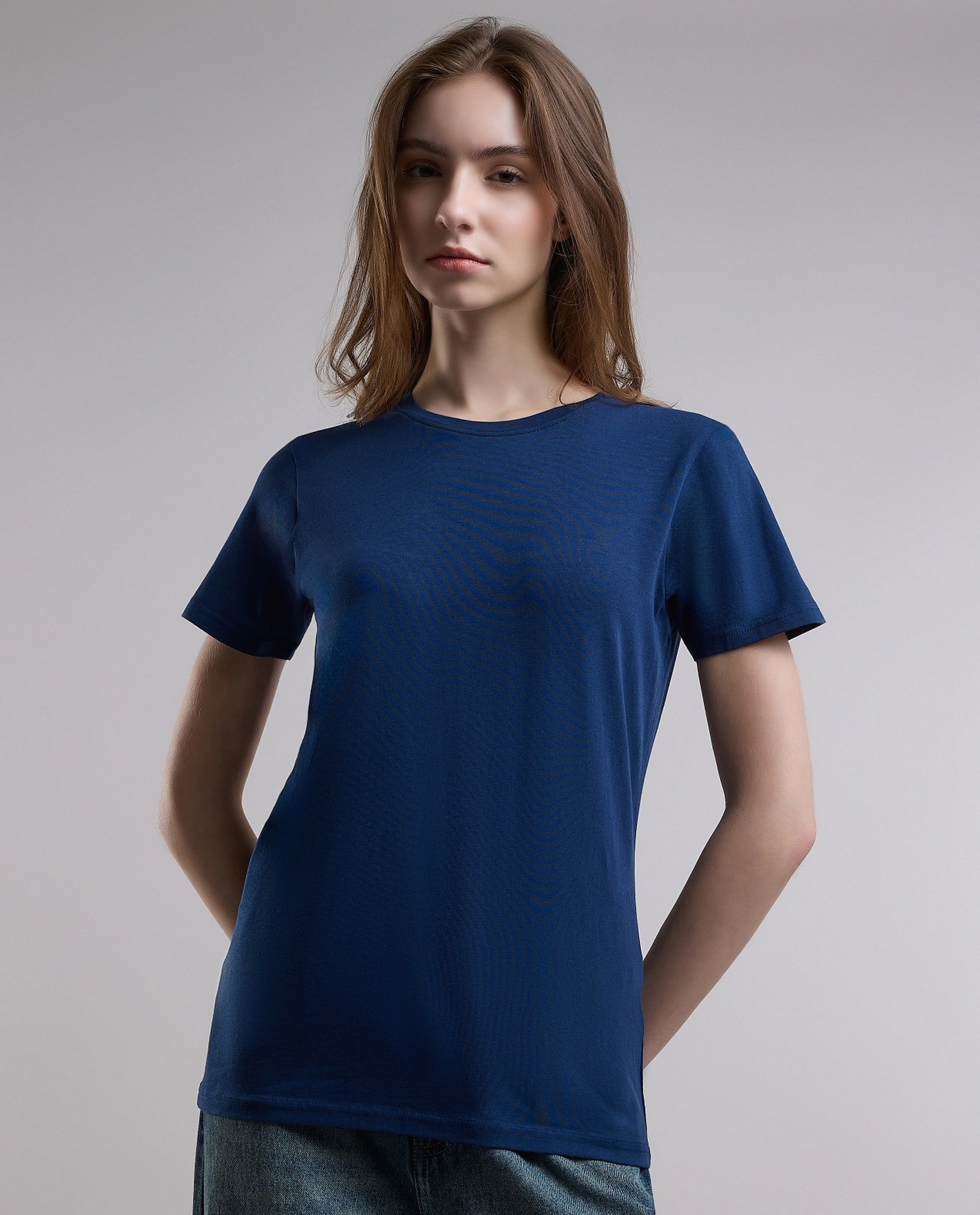 Solid T-Shirt with Crew Neck and Short Sleeves