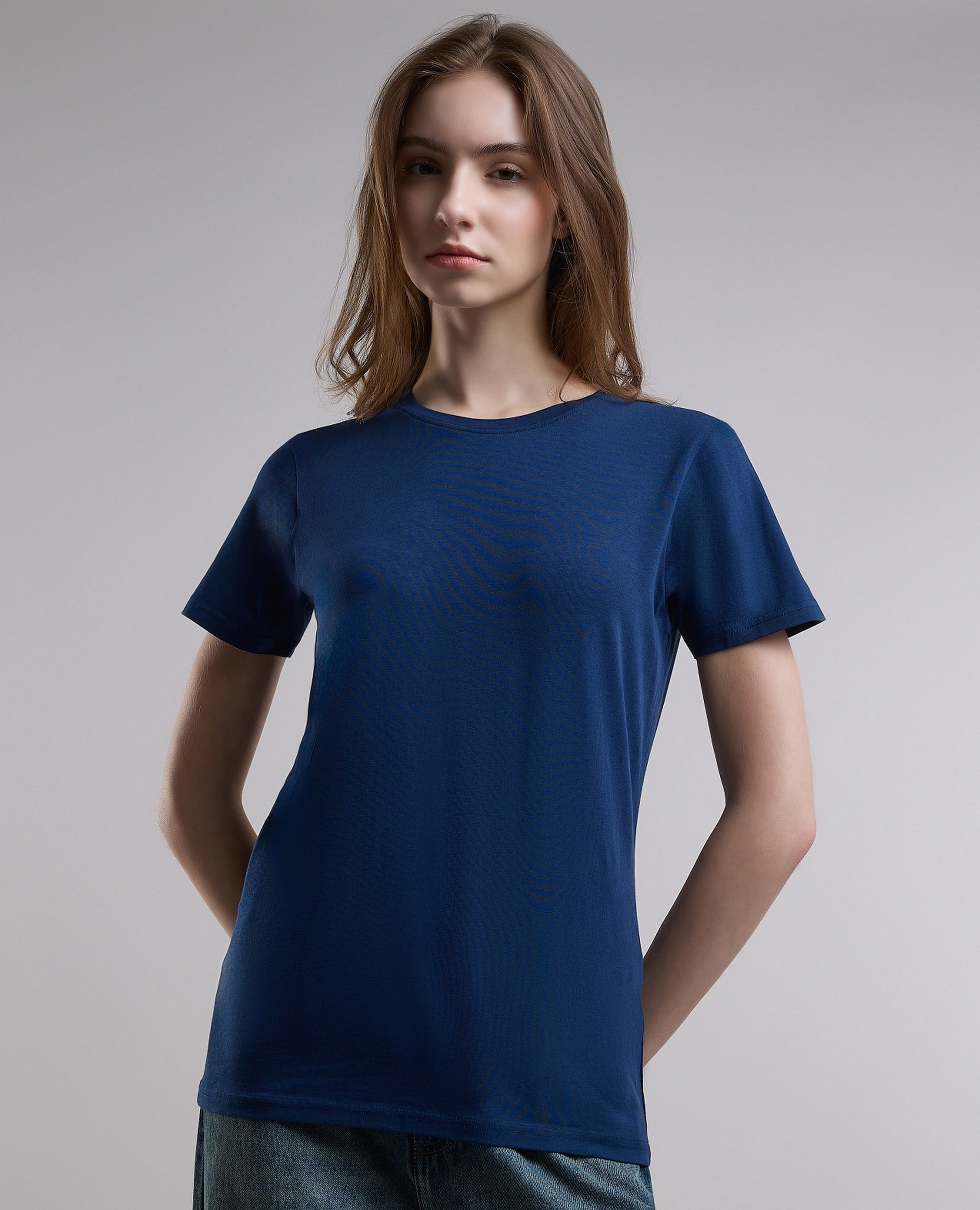 Solid T-Shirt with Crew Neck and Short Sleeves