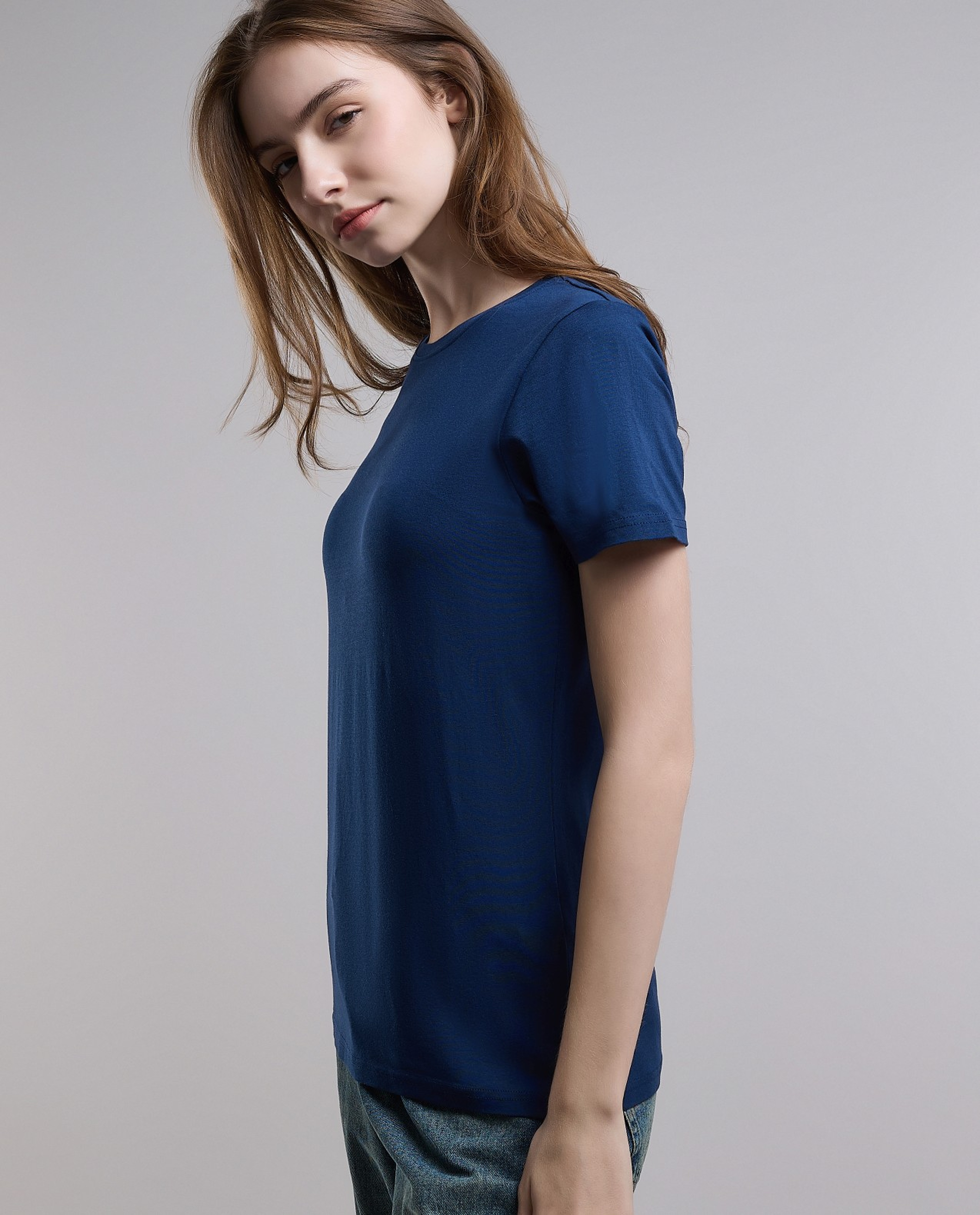 Solid T-Shirt with Crew Neck and Short Sleeves