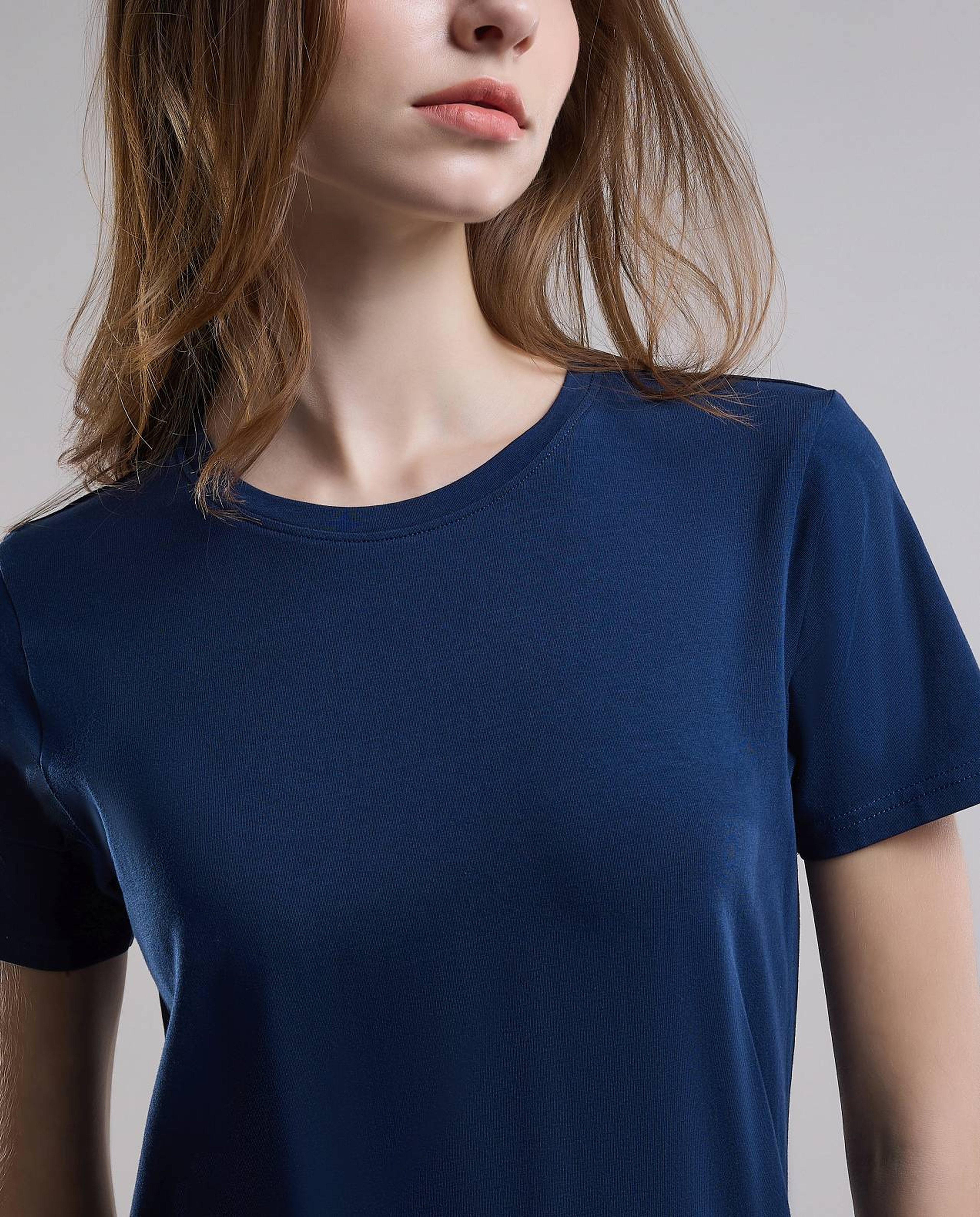 Solid T-Shirt with Crew Neck and Short Sleeves